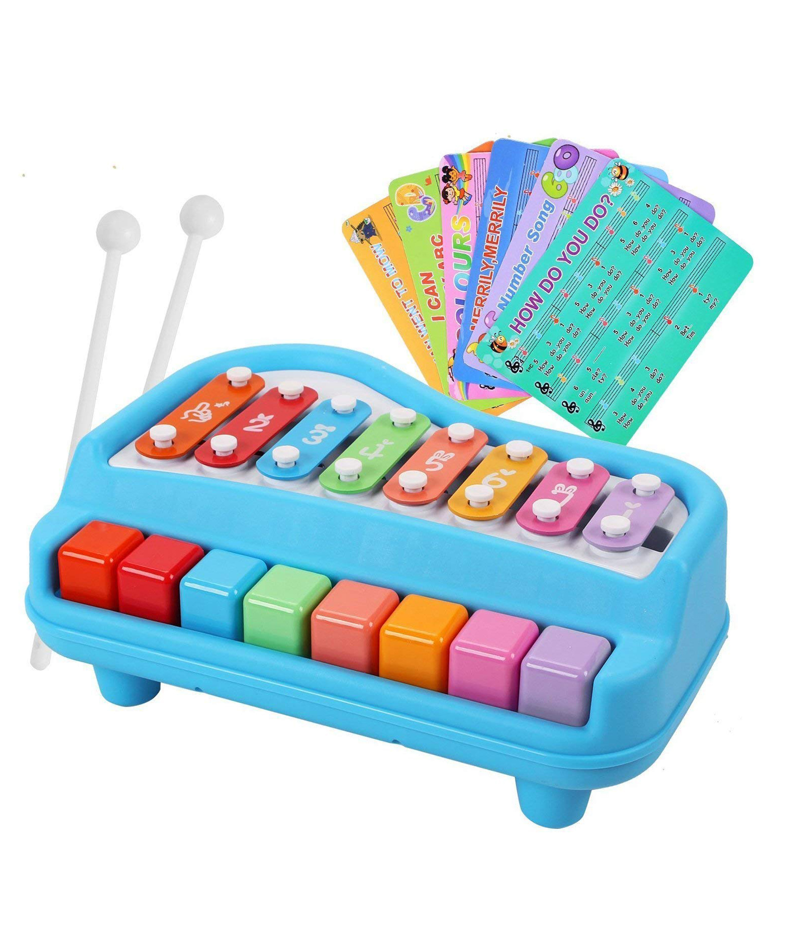 ADKD 2 in 1 Musical Xylophone and Mini Piano for Kids - Educational Musical Instruments Toy Set for Babies, Non-Battery (Random Color)-picture-19