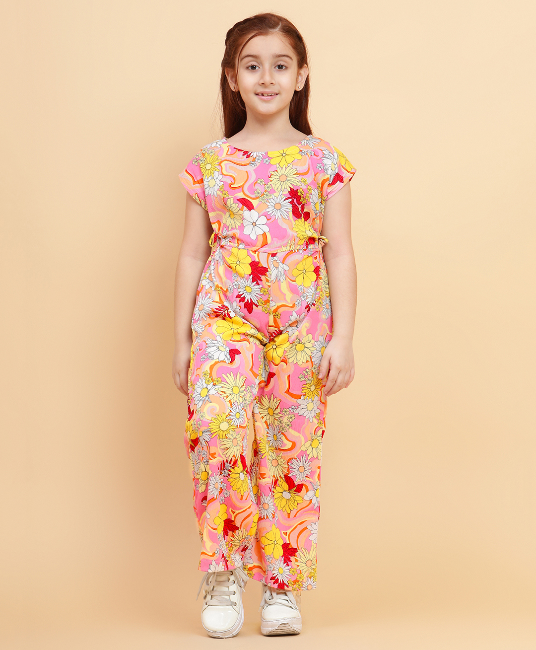 Little Marine Woven Cap Sleeves Floral Printed Jumpsuit - Multi Colour-picture-25