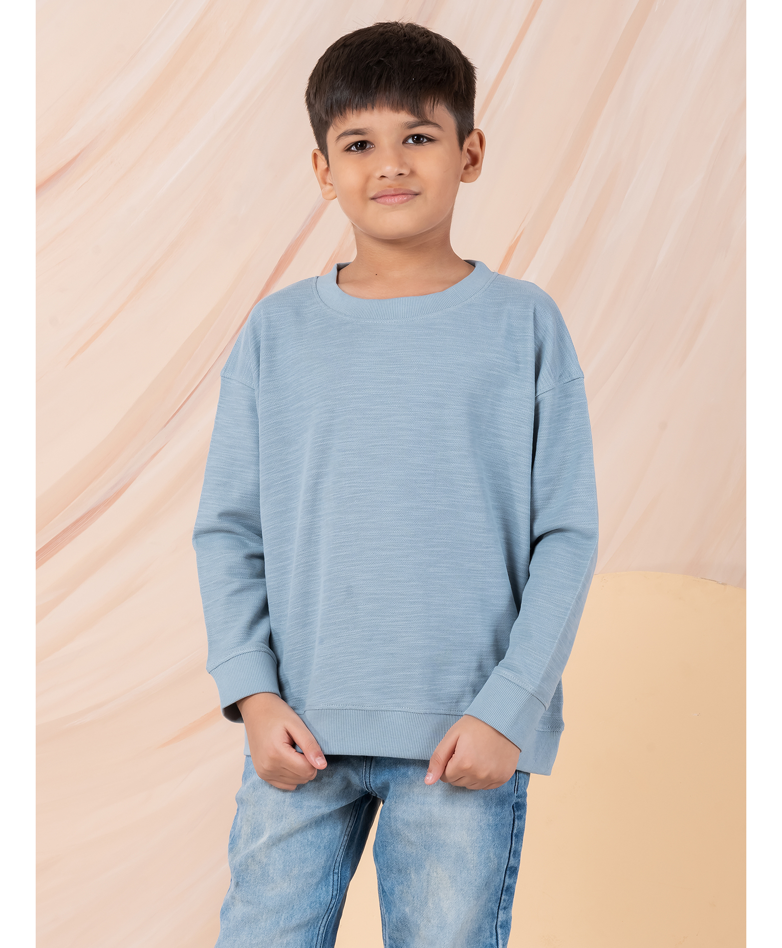 Taatoom Cotton Knit Full Sleeves Solid Light Winter Sweatshirt - Blue-picture-12