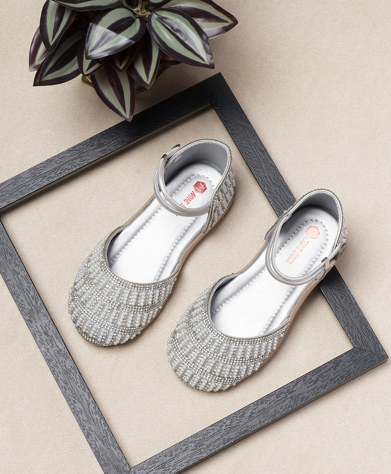 Mine Sole Pearls & Stones Embellished Sandals - Silver-picture-18