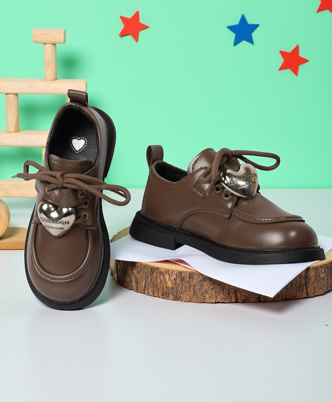 TRUFFLE COLLECTION Heart Applique Detailed Lace Up & Velcro Closure Sneakers - Brown-image-48