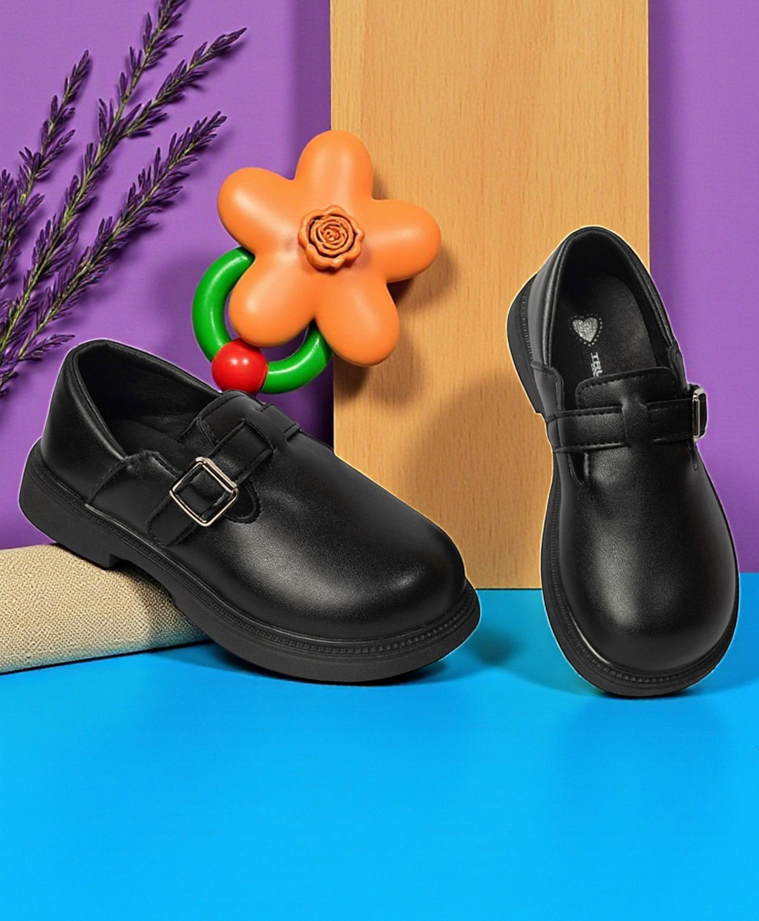 TRUFFLE COLLECTION Solid Buckle Detailed Velcro Closure Loafers - Black-picture-15