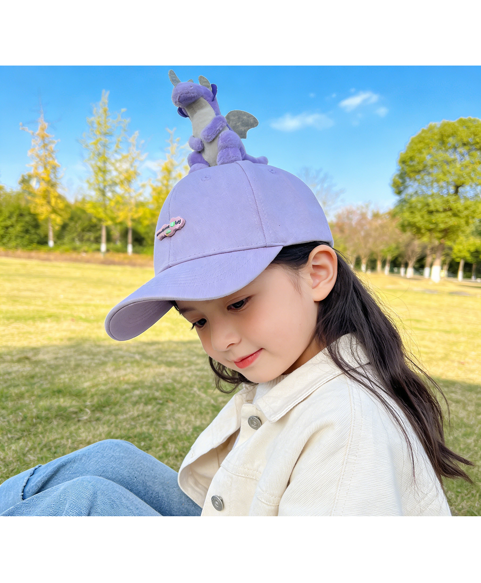 Babyhug Baseball Cap With Dino Applique Lilac - Diameter 17.5 cm-picture-18