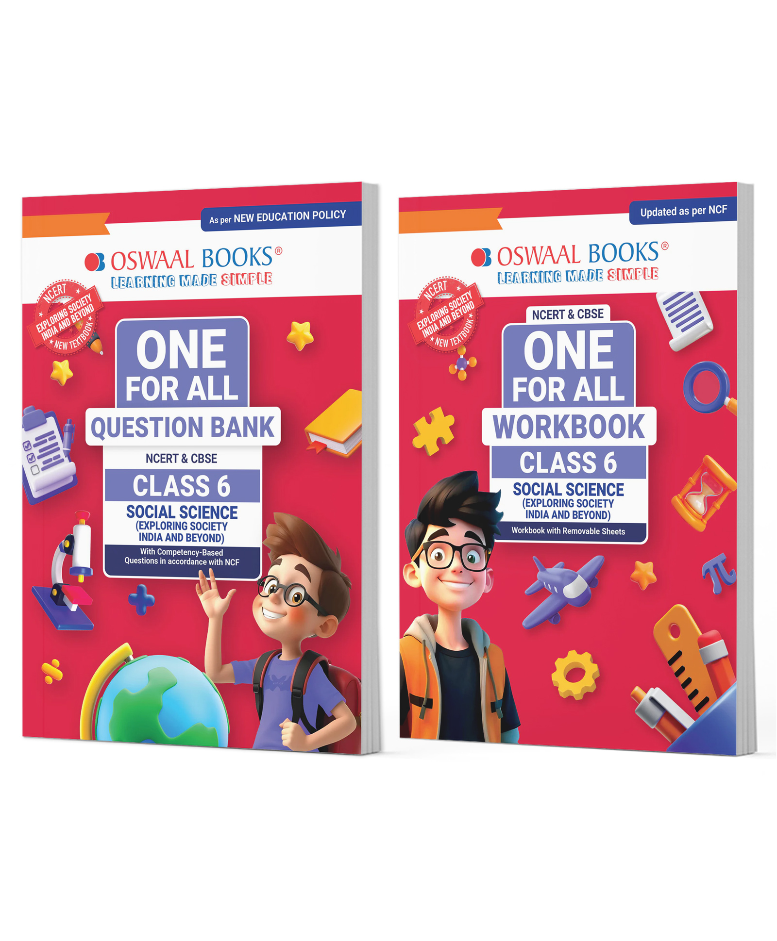 OSWAAL BOOKS One For All Question Bank + One For All Workbook (NCERT & CBSE) Class 6 Social Science (Set Of 2 Books) | For Latest Exam
