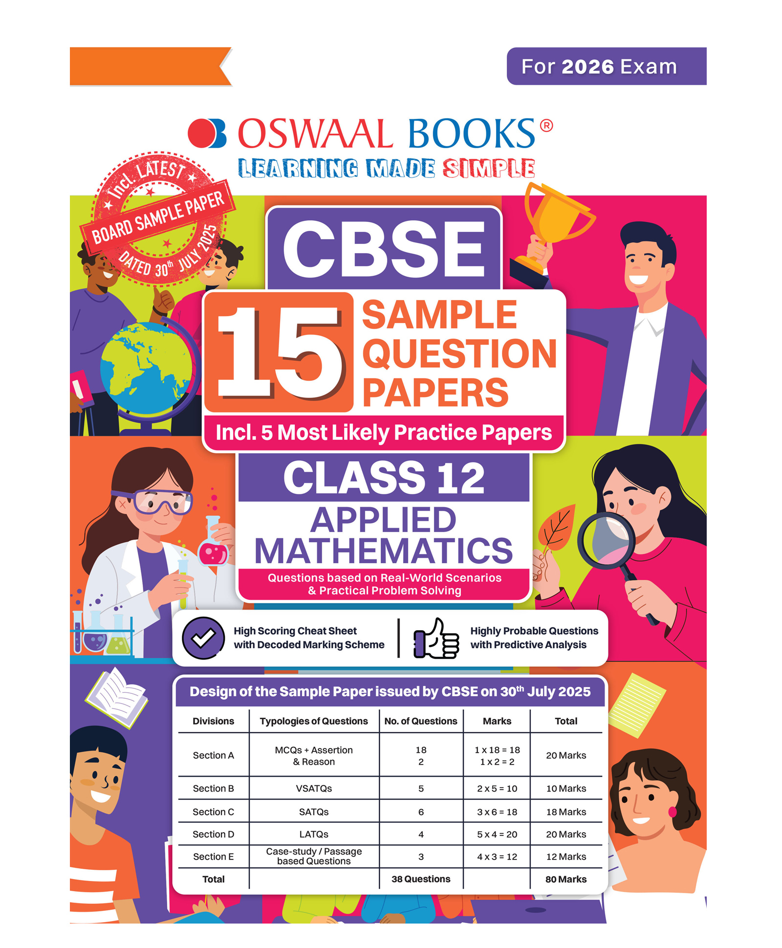OSWAAL BOOKS CBSE 15 Sample Question Papers Class 12 Applied Mathematics for 2026 Board Exam (As CBSE SQP issued on 30 July 2025), recommended by 2025 CBSE Toppers- English-image-17