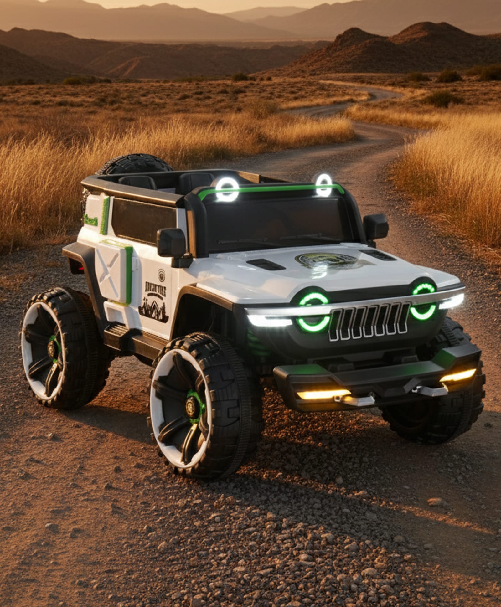 Adventure Kids Jumbo 4X4 Battery Operated Ride on Jeep with Music & LED Lights-White| Rechargeable Battery| Suspensions Wheels| Openable Doors| Remote Control| Easy to Assemble| Forward & Reverse| AUX-image-32