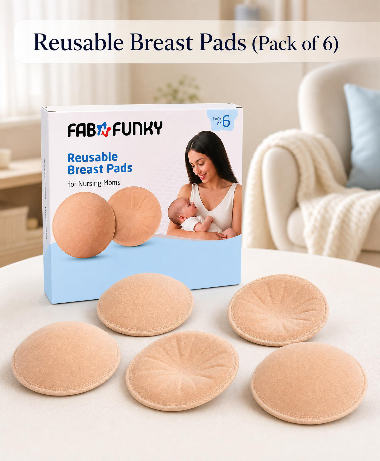 Reusable Breast Pads Ultra Thin & Discreet Cotton Pads| 3-Layer| Skin Friendly, High Absorbent & Leak-Proof| Washable & Eco-friendly| for Day & Night Use for Lactating Moms- Pack of 6-image-31