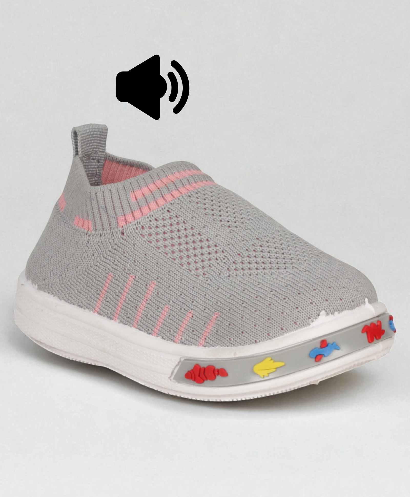 Lil Lollipop Mesh Detailed Slip On Musical Shoes - Grey-picture-32