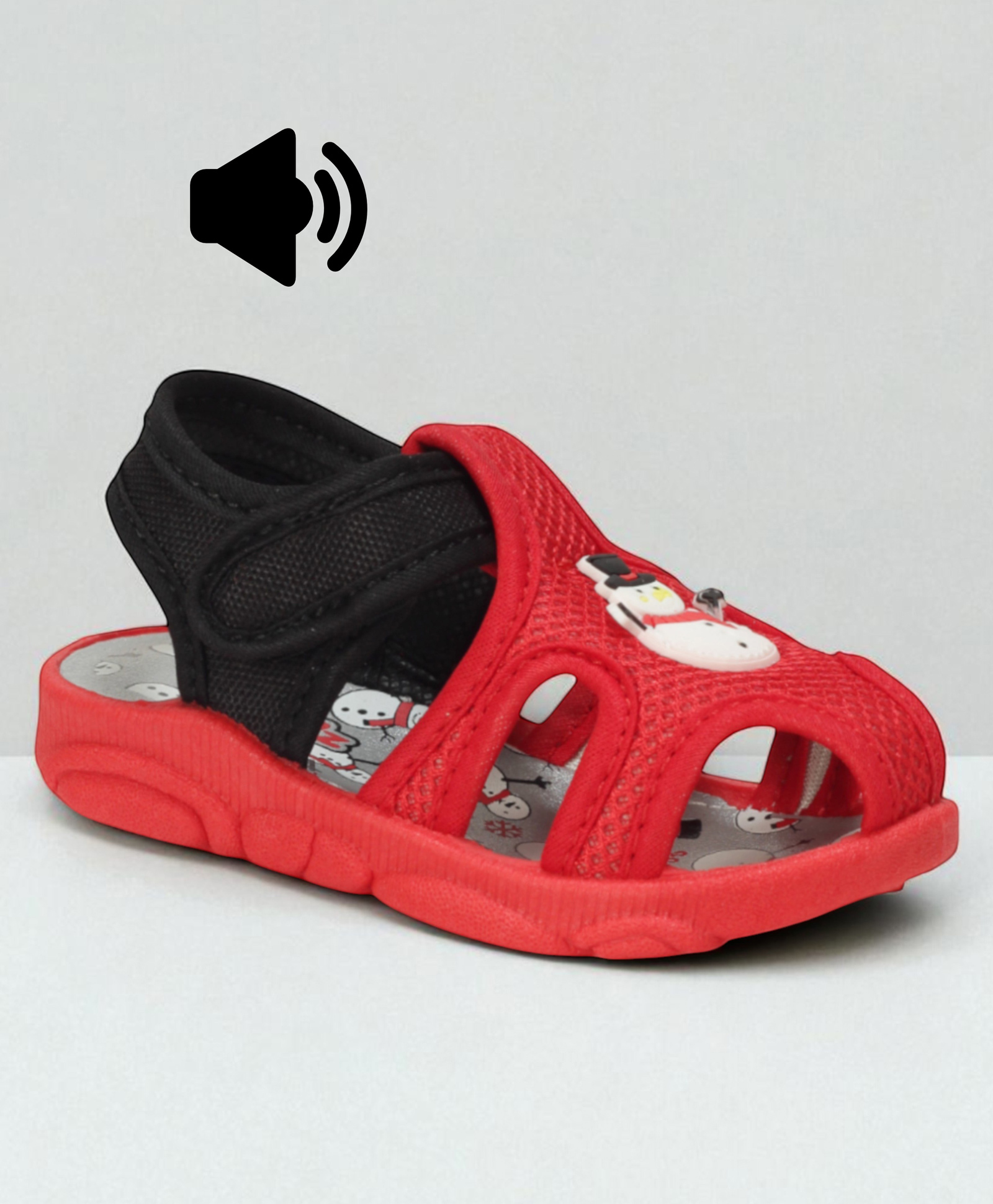 Lil Lollipop Snowman Applique Detailed Velcro Closure Musical Sandals - Red-picture-22