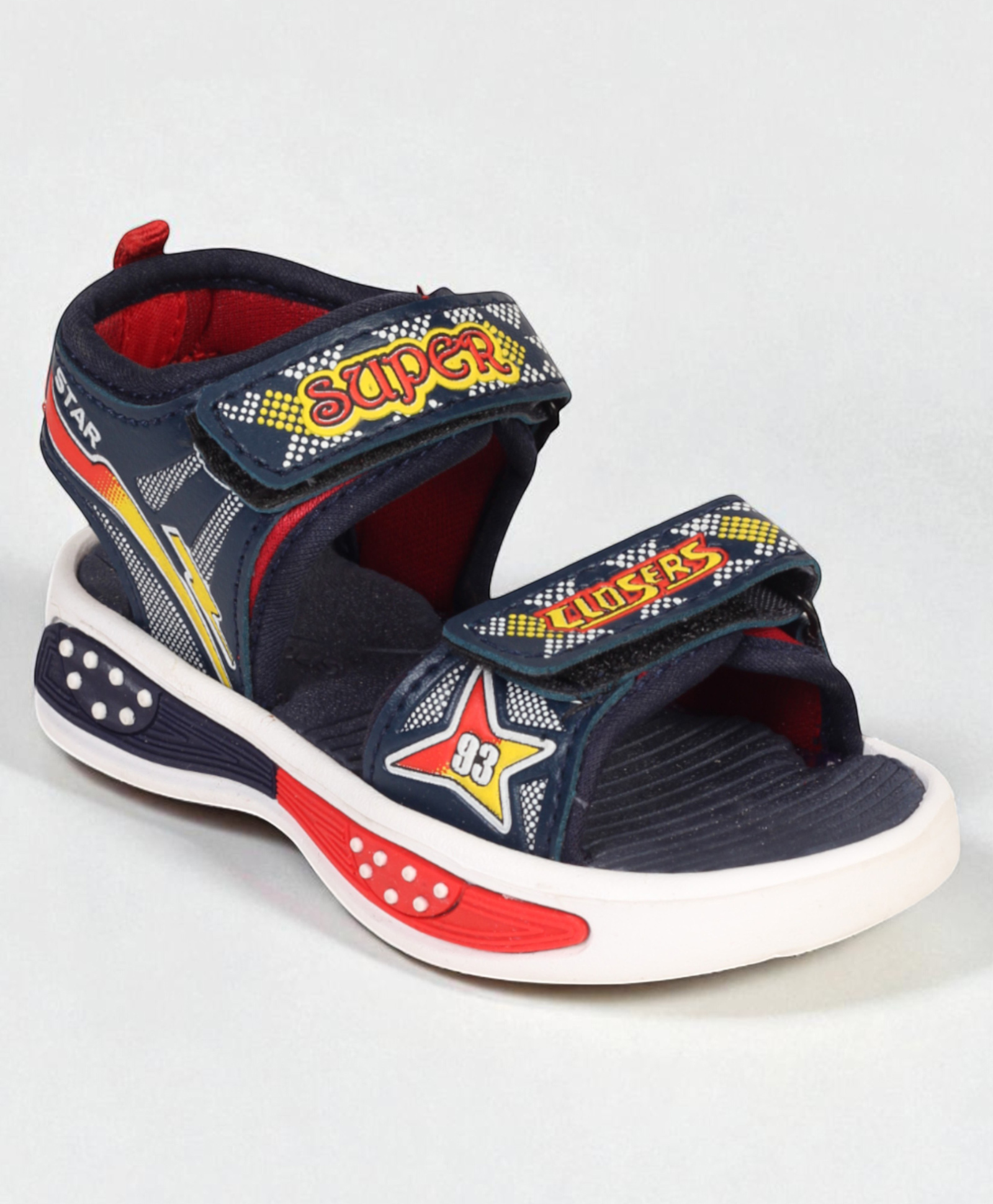Lil Lollipop Abstract Designed Velcro Closure Sandals - Navy Blue & Red-picture-11
