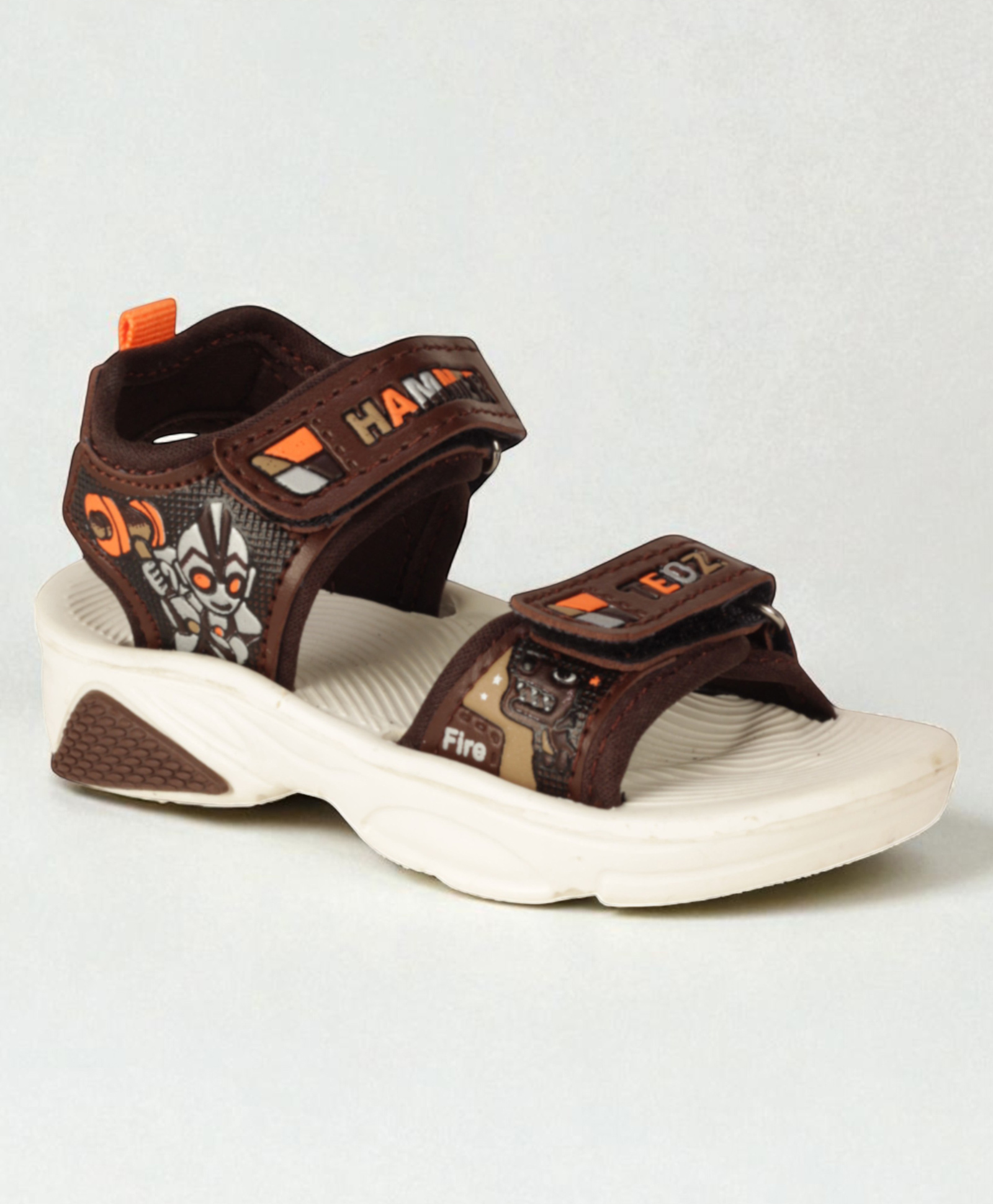 Lil Lollipop Cartoon Designed Velcro Closure Sandals - Brown-picture-17