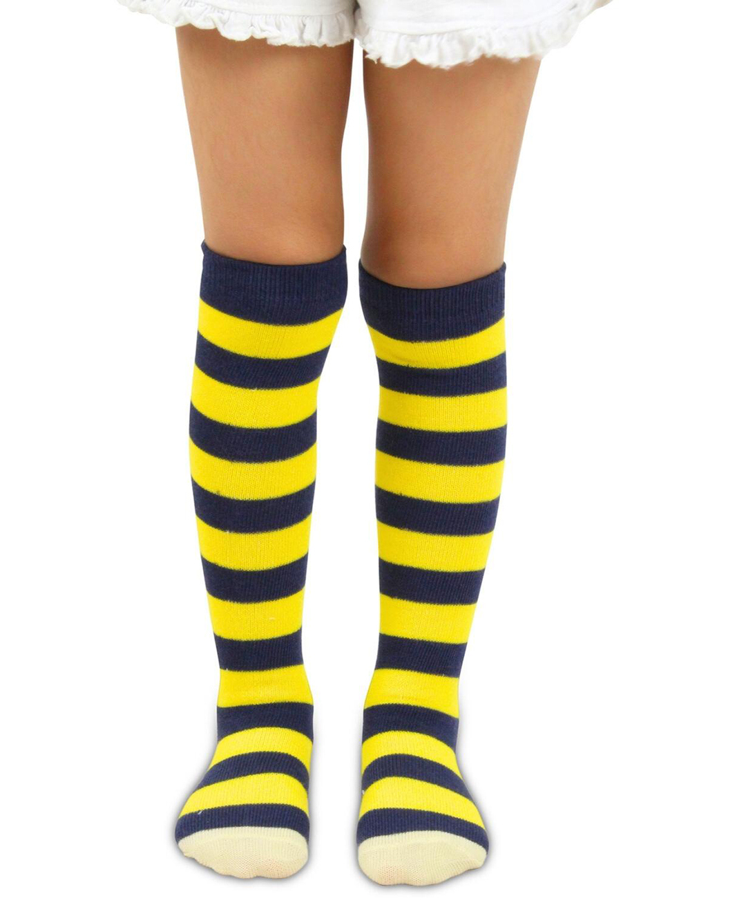 Neska Moda Cotton Elastane Striped Socks - Yellow & Navy Blue-picture-26
