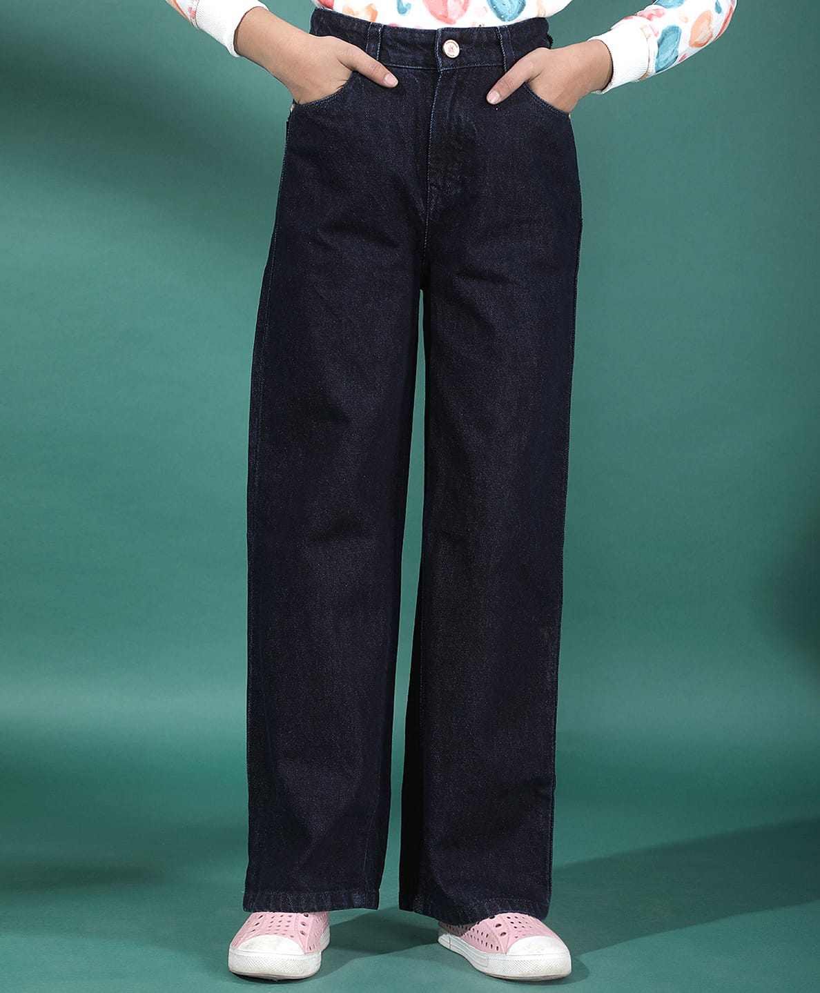 CRIMSOUNE CLUB Cotton Denim Solid Jeans - Blue-picture-25