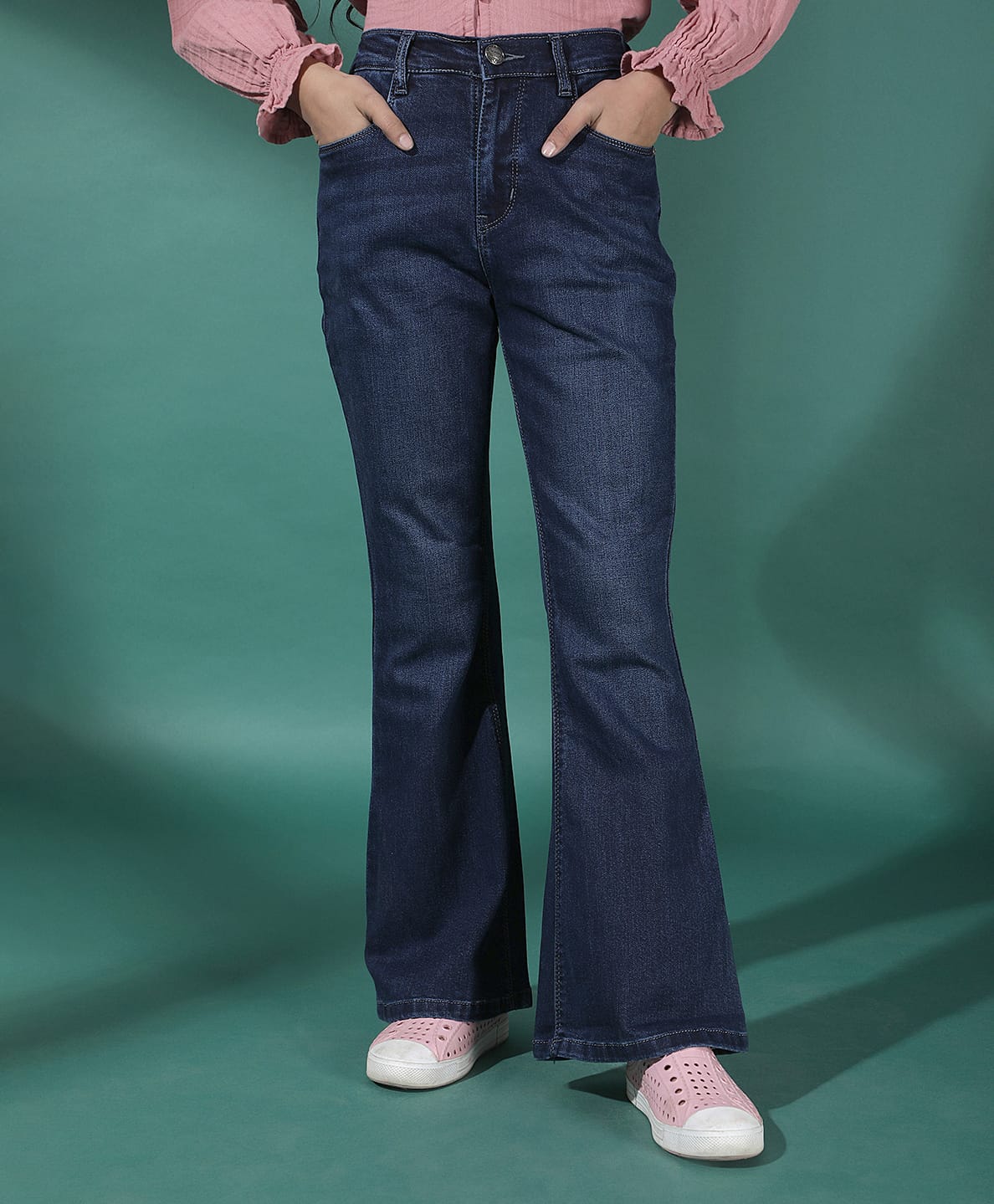 CRIMSOUNE CLUB Cotton Denim Solid Jeans - Black-picture-22