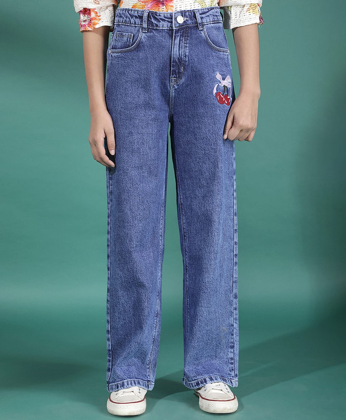CRIMSOUNE CLUB Cotton Denim Solid Bootcut Style Jeans - Blue-picture-30