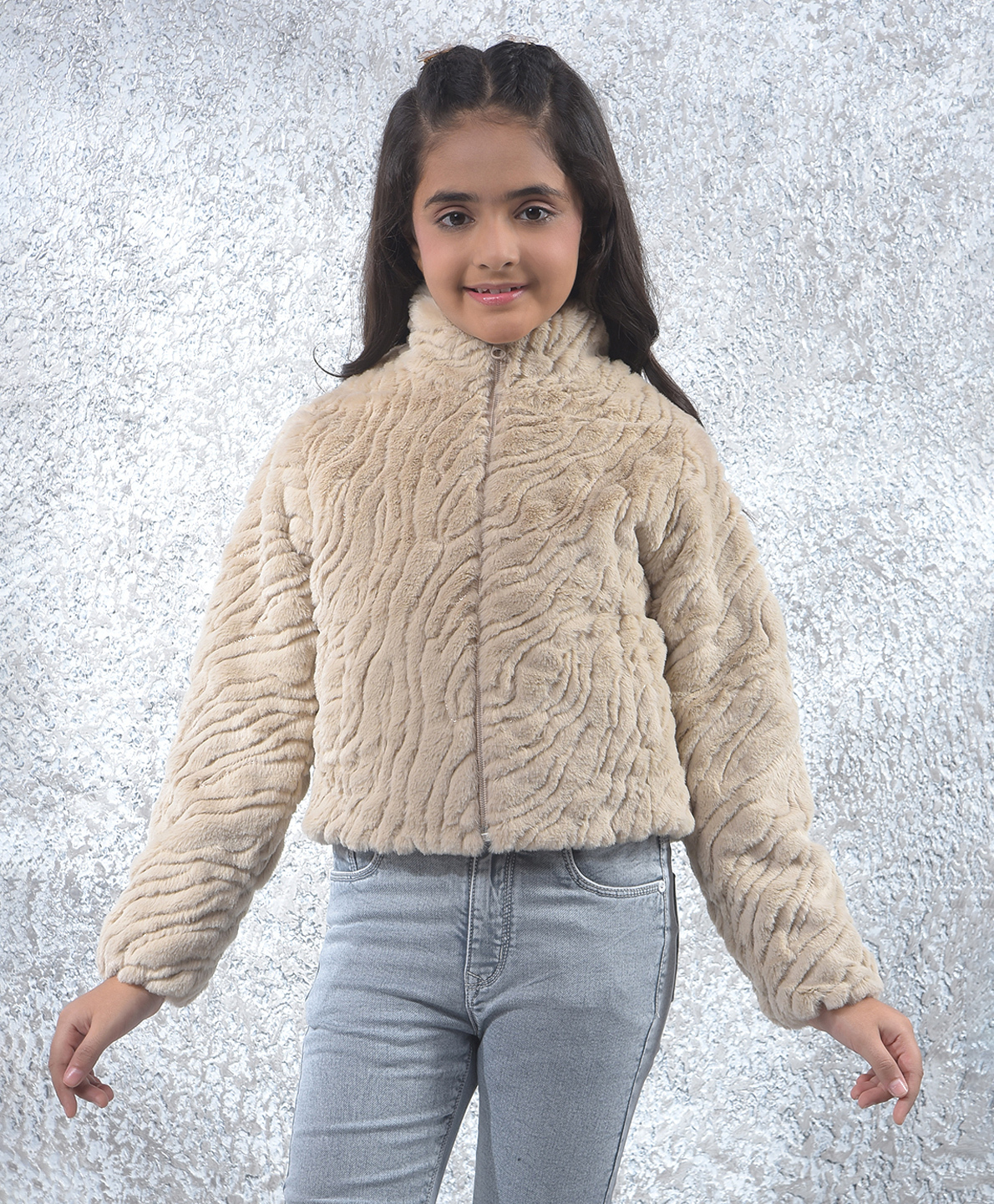 CRIMSOUNE CLUB Knit Full Sleeves Textured Light Winter Jacket - Beige-picture-24