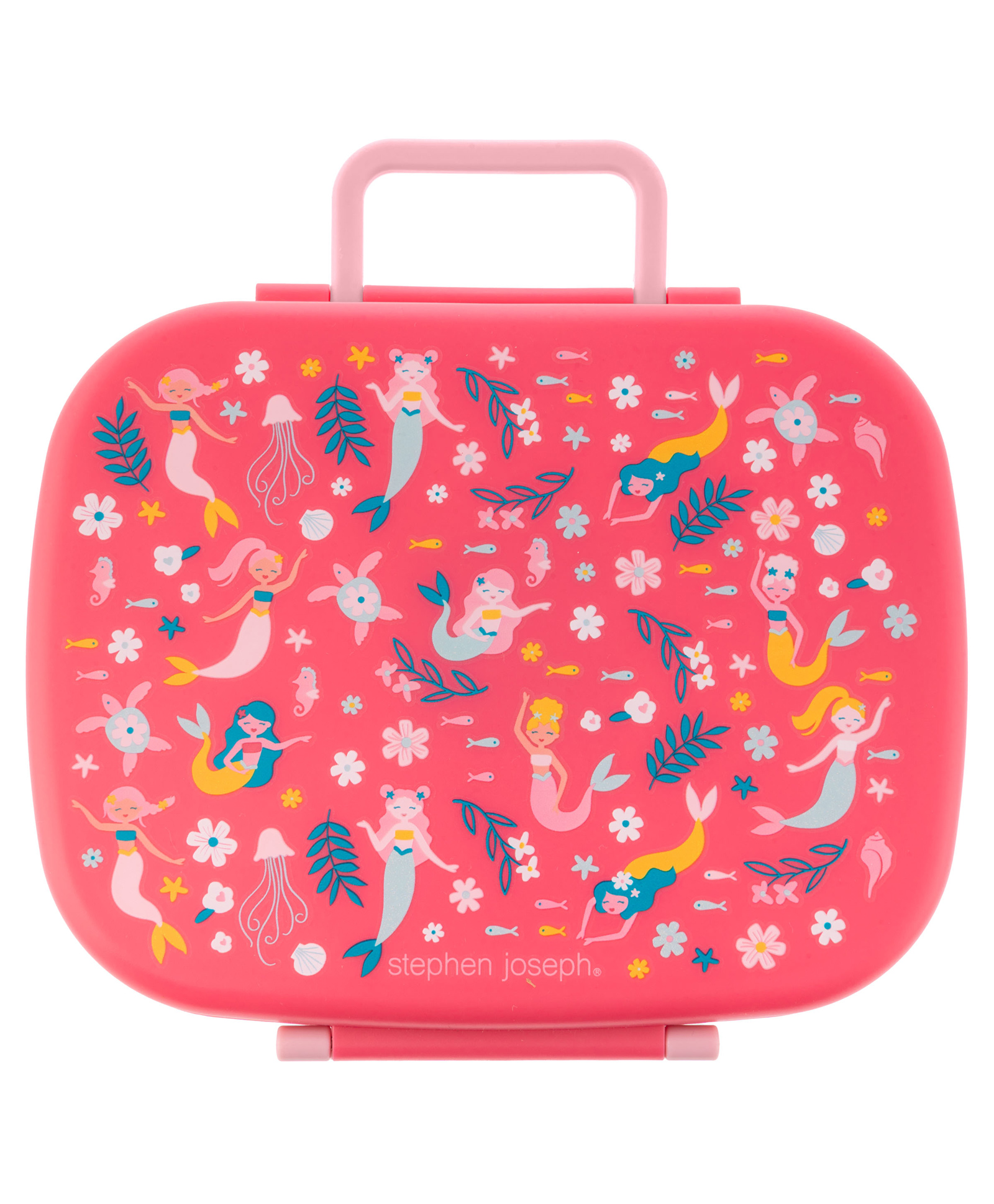 Stephen Joseph Bento Box with Removable Tray Mermaid Print - Red-image-13