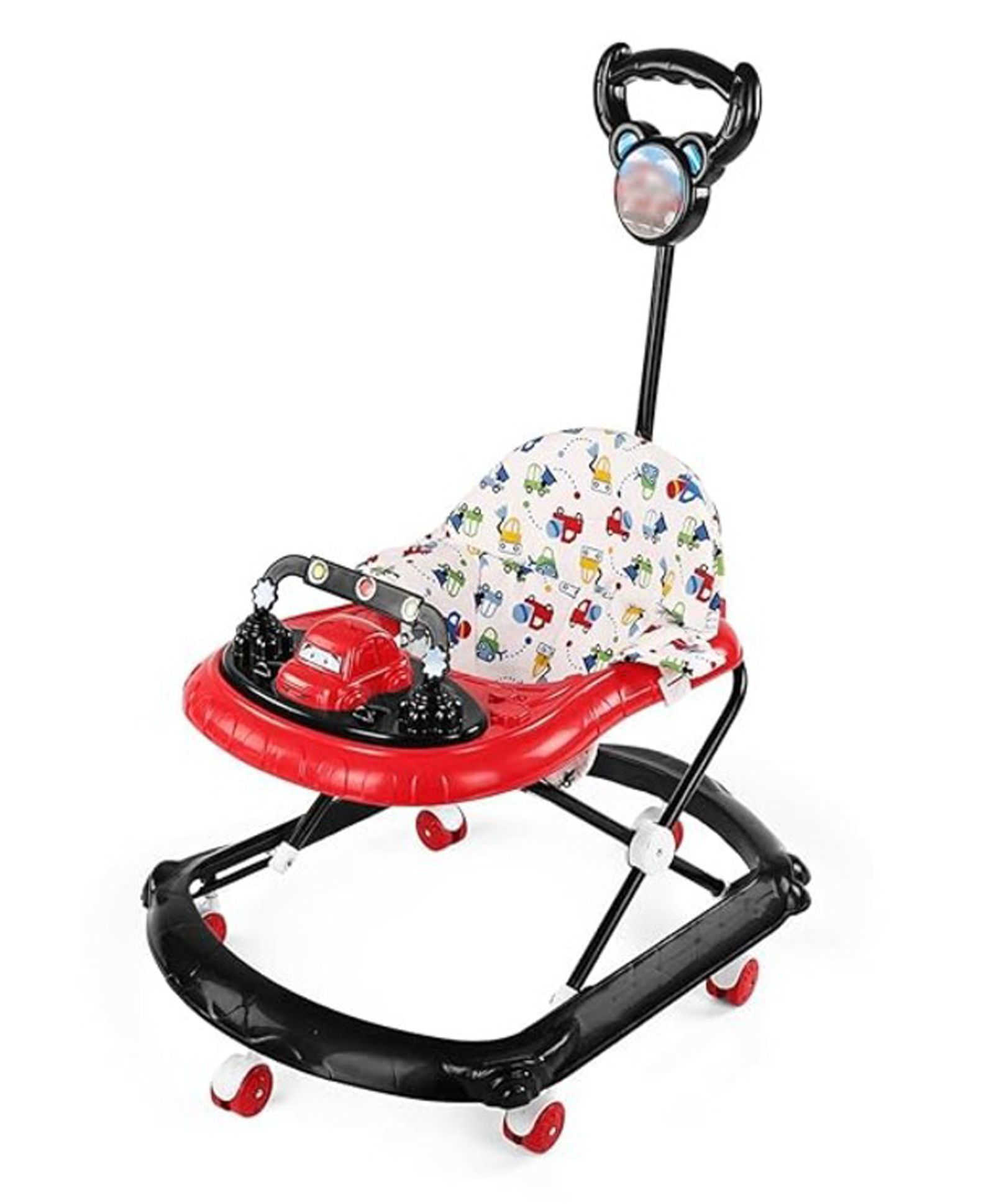 BabyGo Gogo Baby Walker for 6-24 Months, Baby Walker with Push Handle & Activity Tray, Foldable Adjustable Height Infant Walker with Wheels, Music,Toy Bar and Comfotable seat (Red)-image-28