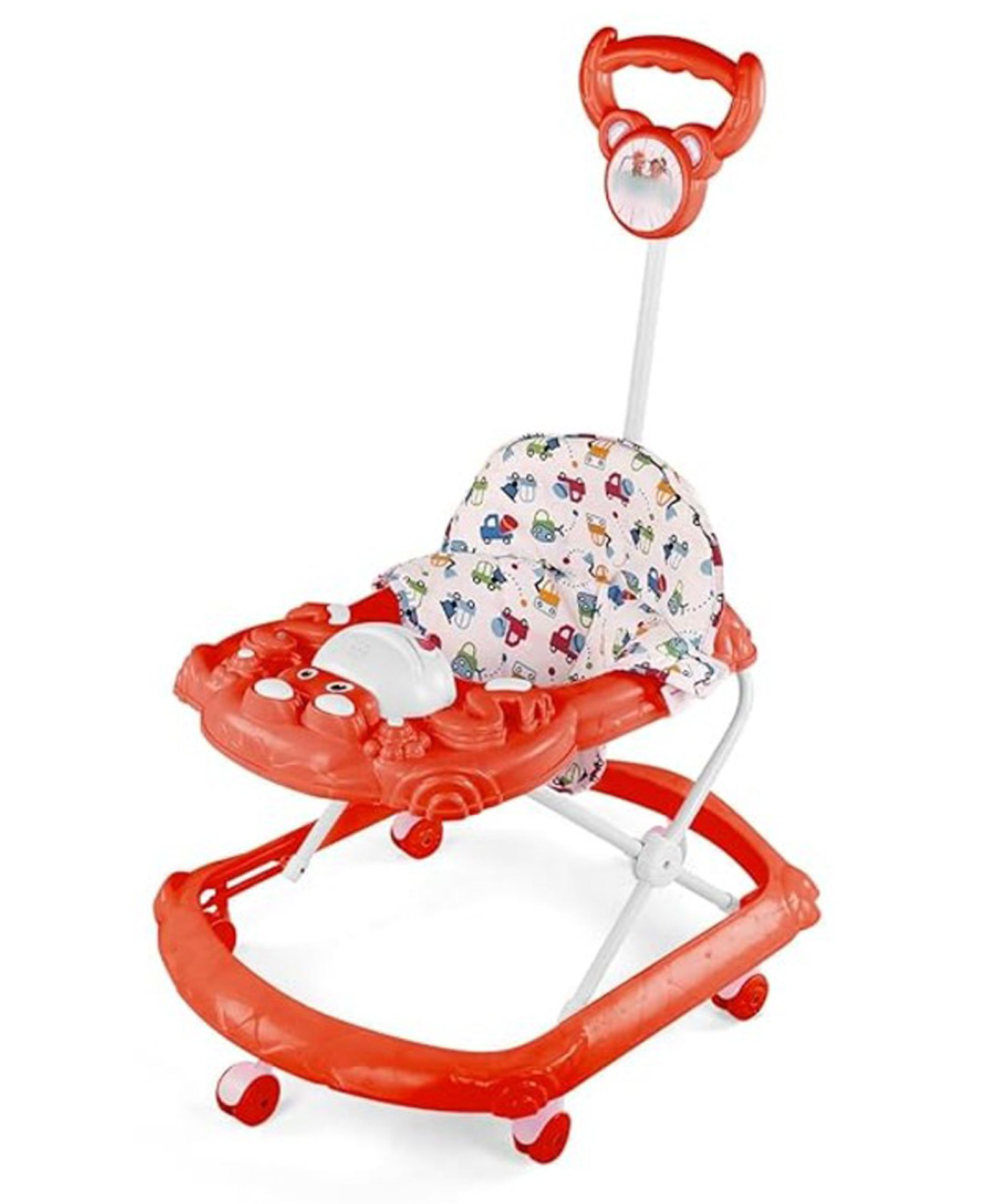 BabyGo Tintin Baby Walker for 6-24 Months, Baby Walker with Push Handle & Activity Tray Foldable Adjustable Height Infant Walker with Wheels, Music,Toy Bar and Comfotable seat (Red)-image-22