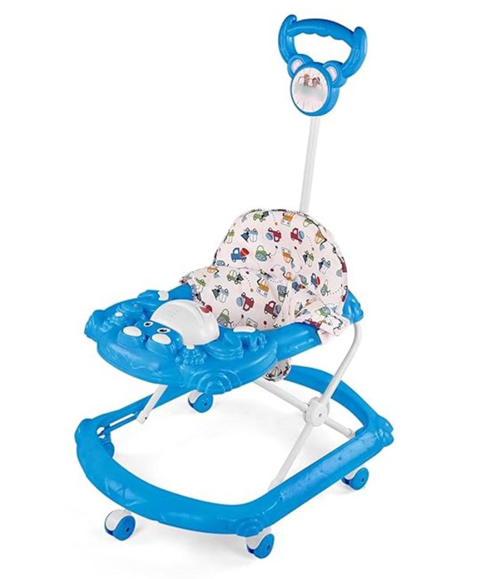BabyGo Tintin Baby Walker for 6-24 Months, Baby Walker with Push Handle & Activity Tray Foldable Adjustable Height Infant Walker with Wheels, Music,Toy Bar and Comfotable seat (Blue)-picture-20