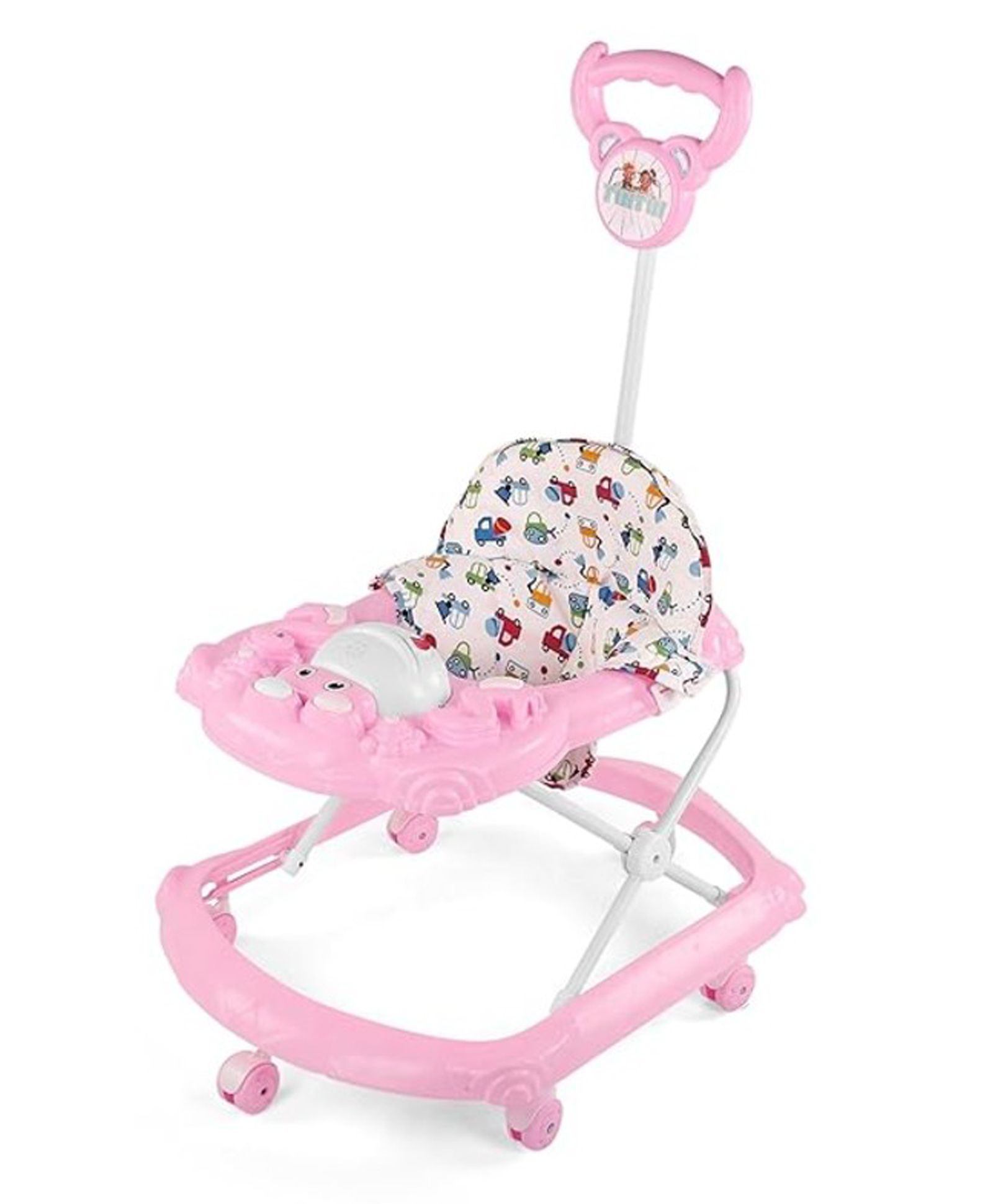 BabyGo Tintin Baby Walker for 6-24 Months, Baby Walker with Push Handle & Activity Tray Foldable Adjustable Height Infant Walker with Wheels, Music,Toy Bar and Comfotable Seat (Pink)-picture-41