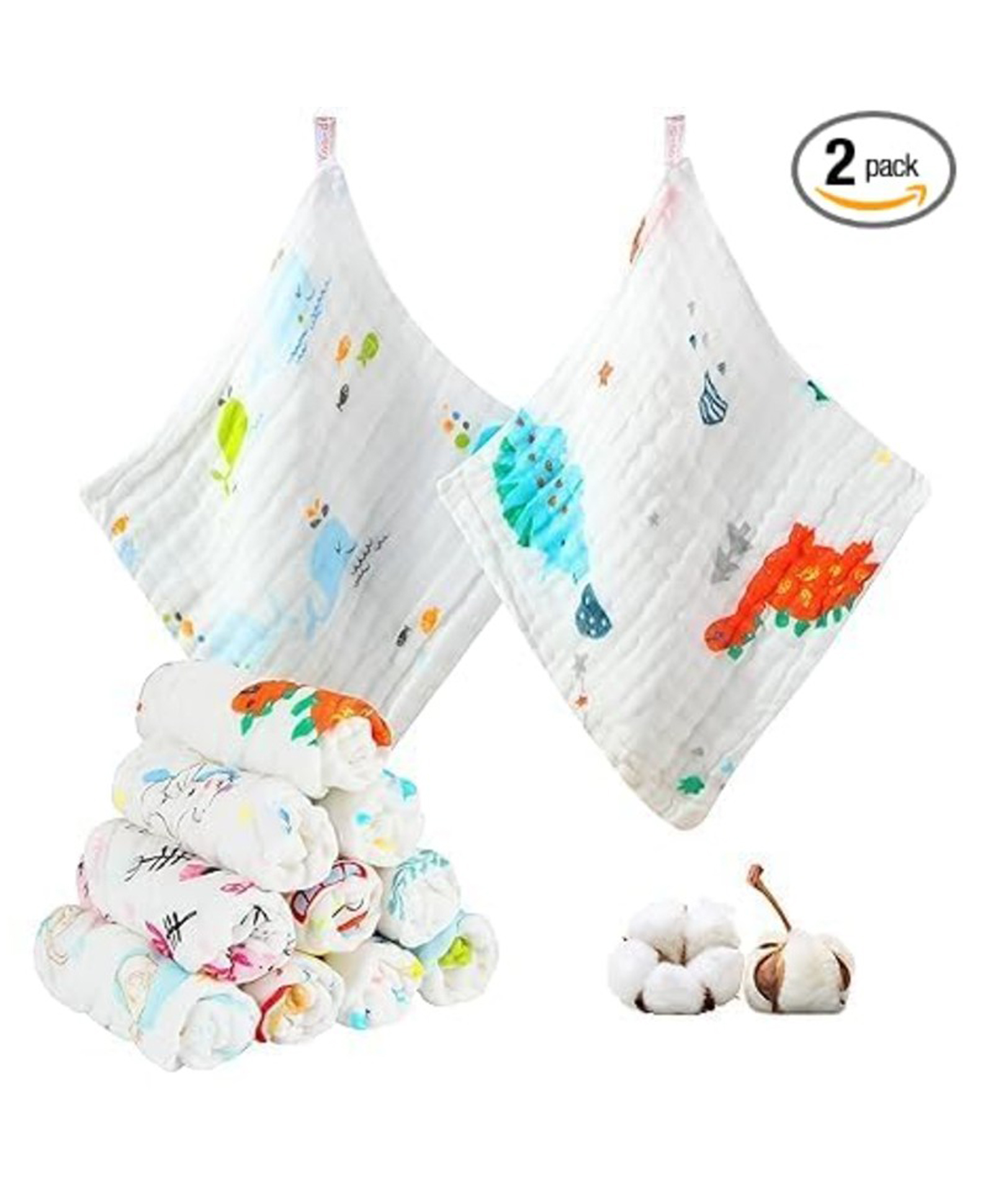 BabyGo Baby Muslin Washcloths 100% Cotton Face Towels 30X 30Cm Pack of 2-picture-33