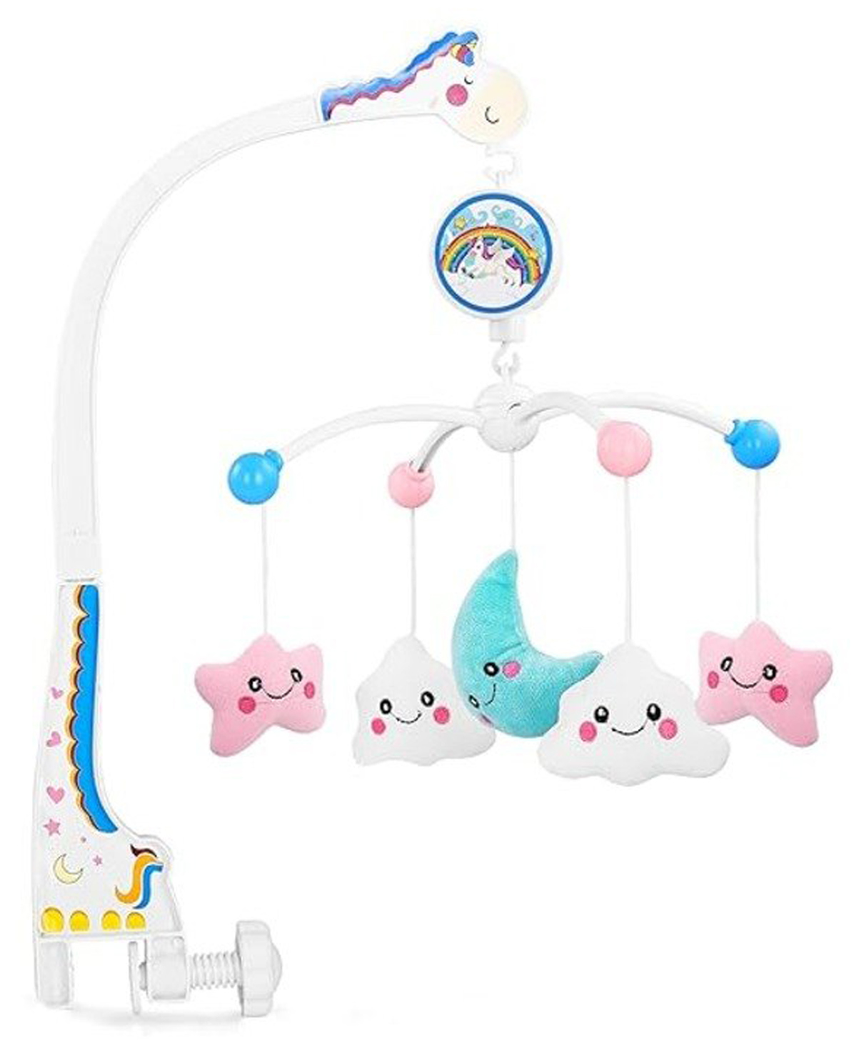 Babygo Rotating Pony & Stars Musical Crib Cot Mobile | Hanging Jhoomer Rattle Toy for Baby Cradle, Infant Bed & Nursery Decoration | Newborn Soothing & Early Development Toy- White-picture-36
