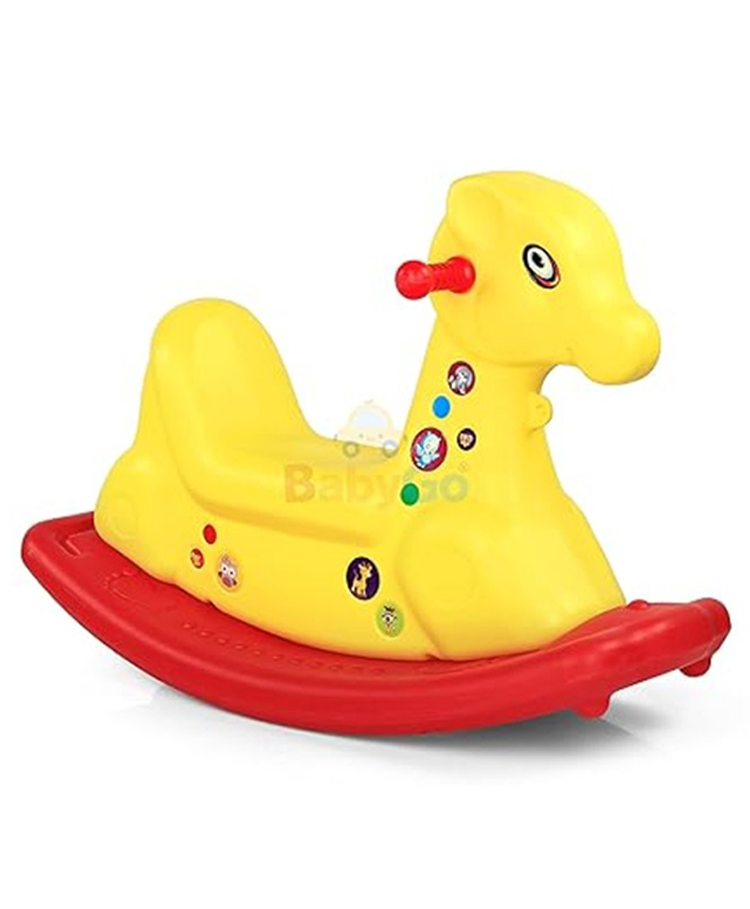 BabyGo Giraffe Rocking Toy Ride On for Kids | Soft Plush Rocker with Strong Wooden Base | Fun Indoor Outdoor Rocking Horse Chair for Toddlers, Boys & Girls | Safe, Durable & Comfortable (72x53x26cm)-picture-18
