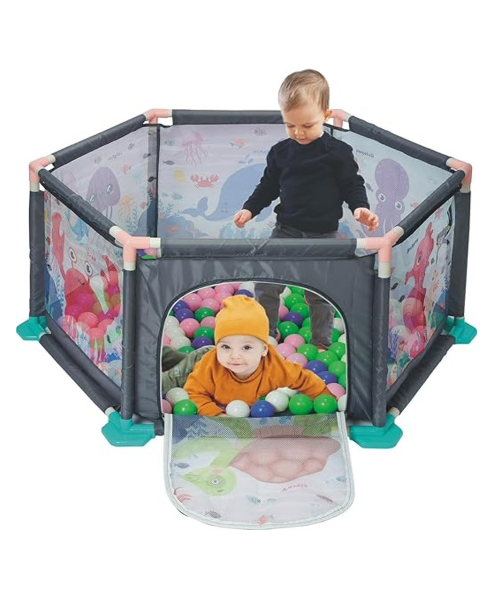 Babygo Kids Ocean Fence Basketball Ball Pool for Kids, Play Tent House for 2+ Year Old Girls and Boys, Ball Pit for Kid, Spacious, Lightweight, Portable & Easy to Set Up (30 Balls)-picture-27