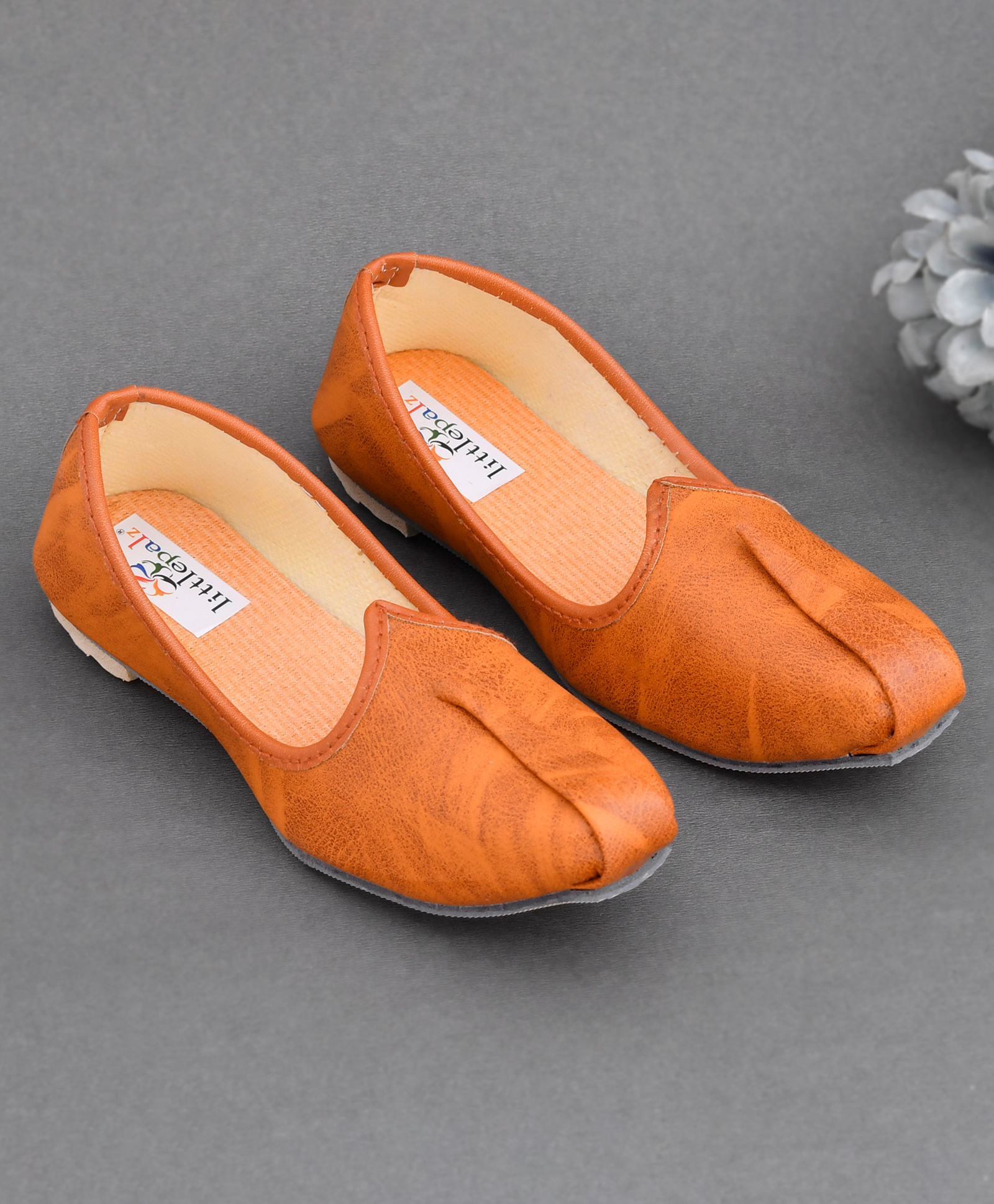 Little Palz Abstract Design Slip On Mojaris - Light Brown-picture-18