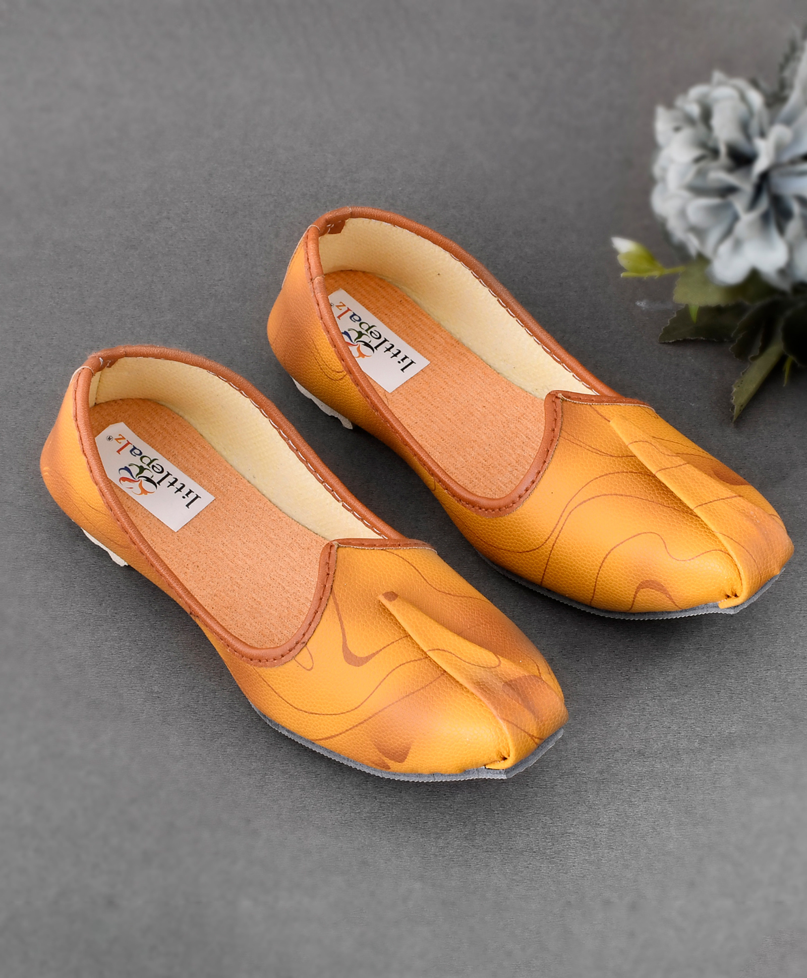 Little Palz Abstract Design Slip On Mojaris - Yellow-picture-16