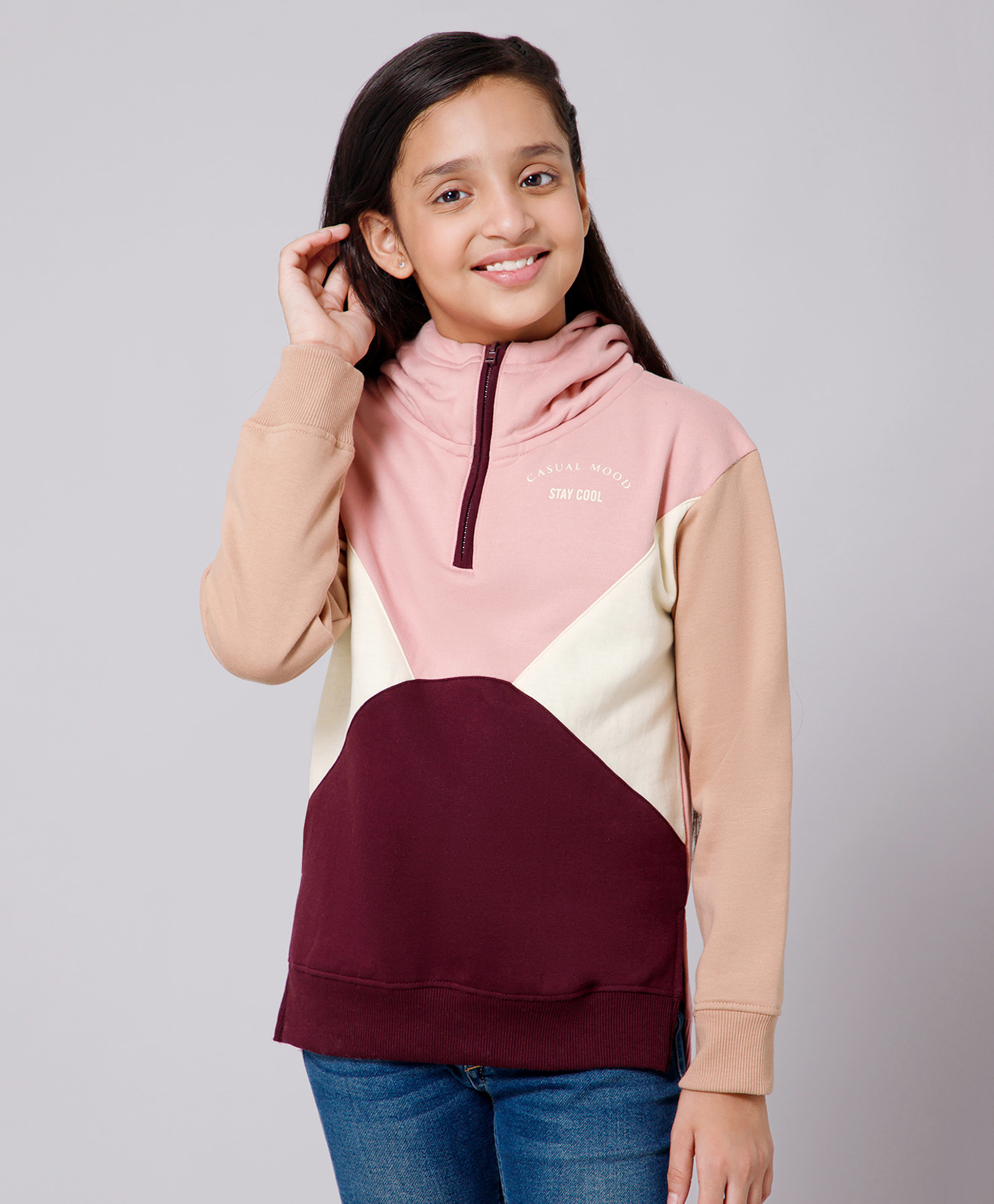 ALAN JONES Cotton Blend Knit Full Sleeves Colour Blocked Light Winter Hooded Sweatshirt - Multi Colour-picture-13