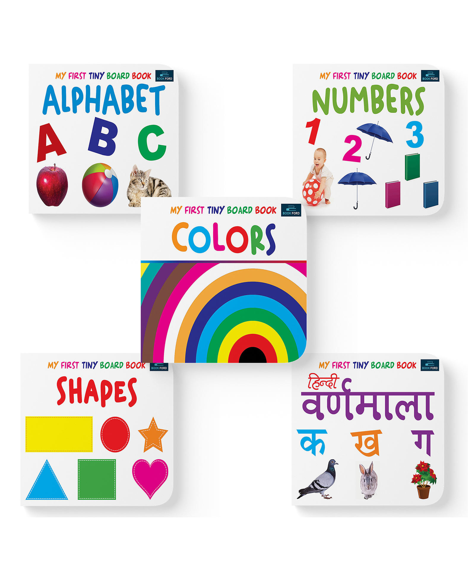 My First Tiny Board Books Alphabet Numbers Hindi Varnamala Colors & Shapes - Set Of 5-image-42