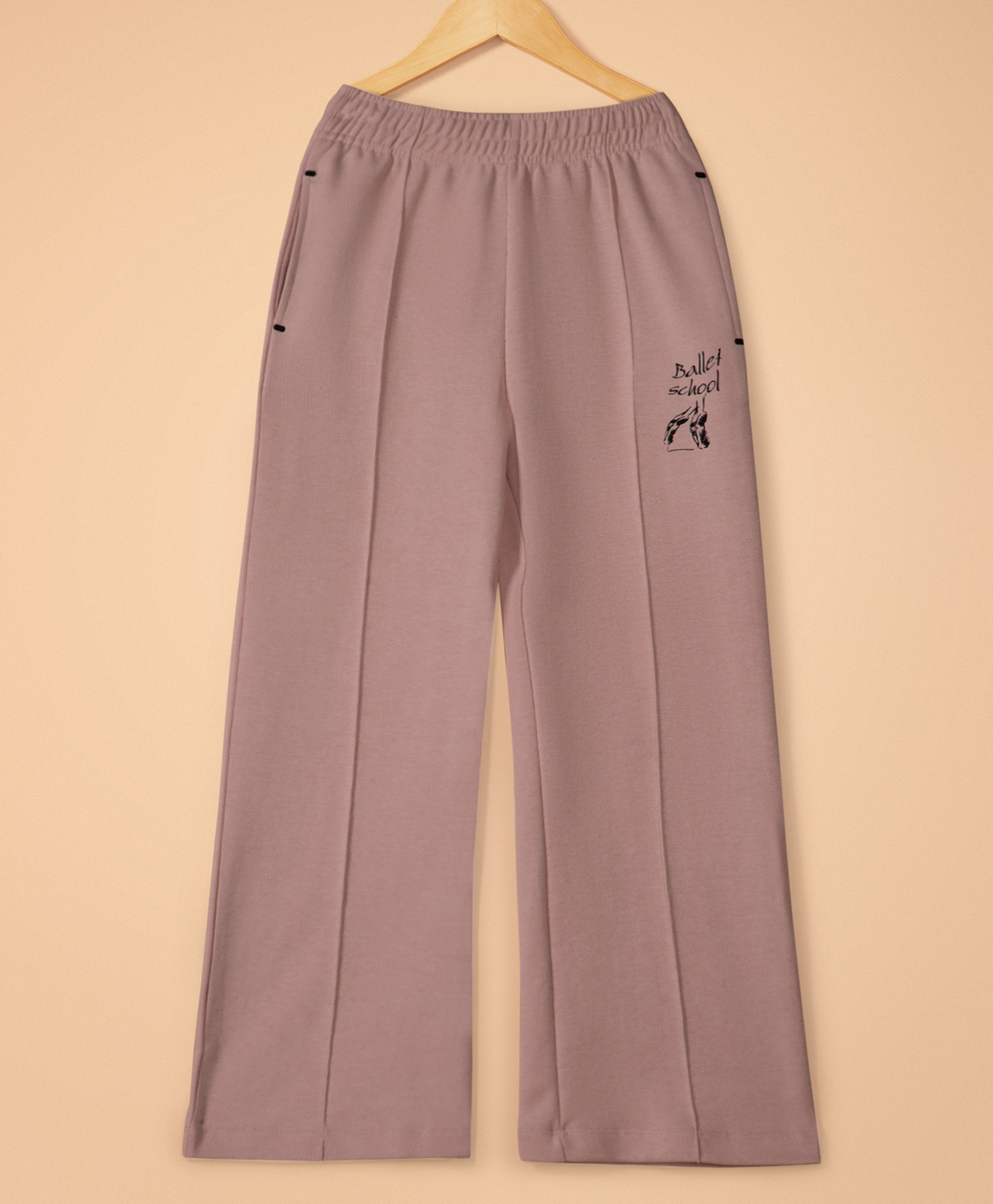 ALAN JONES Cotton Blend Knit Ballet School Printed Flared Trackpants - Pink-picture-24