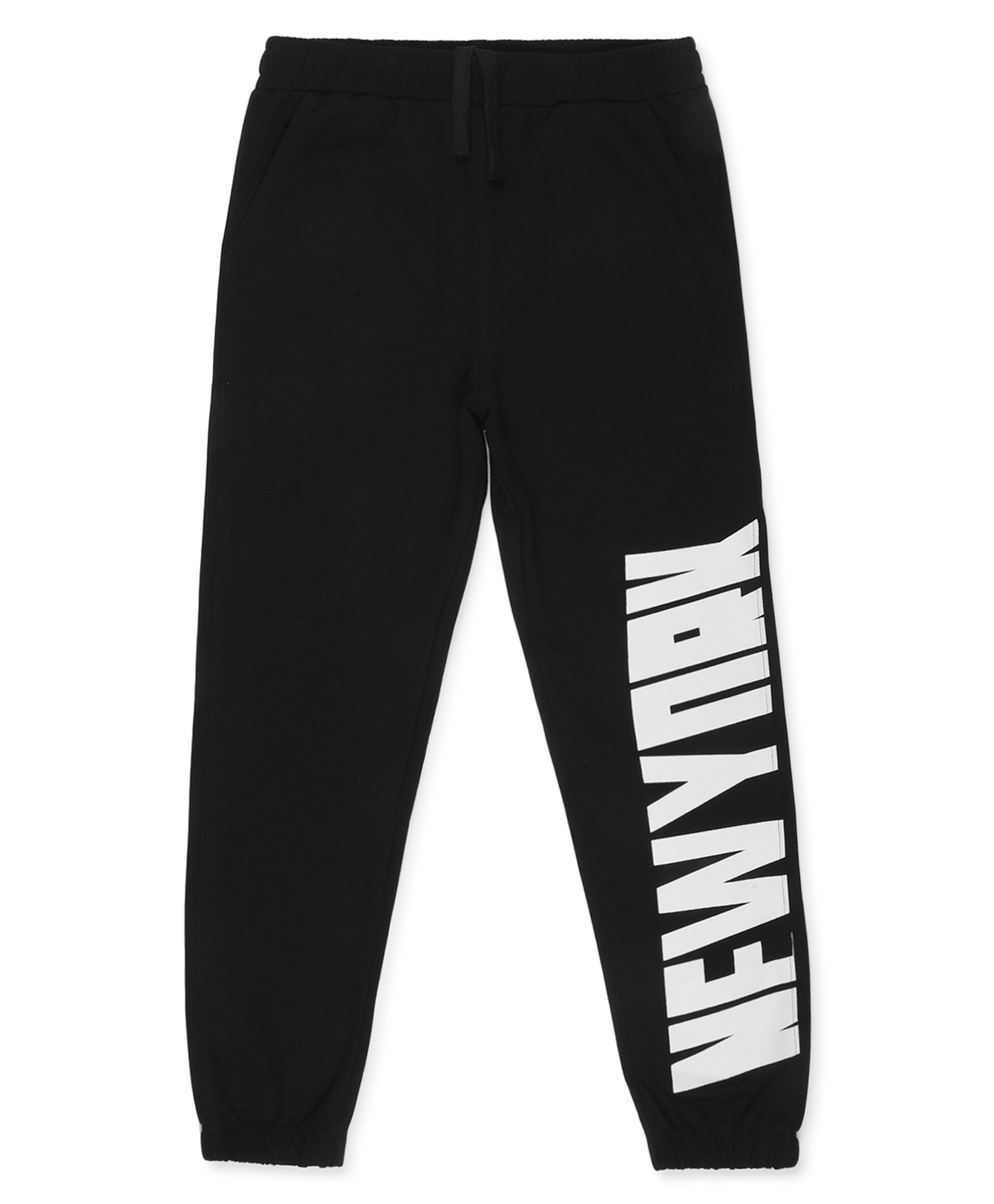 ALAN JONES Cotton Blend Knit New York Text Printed Joggers - Black-image-0