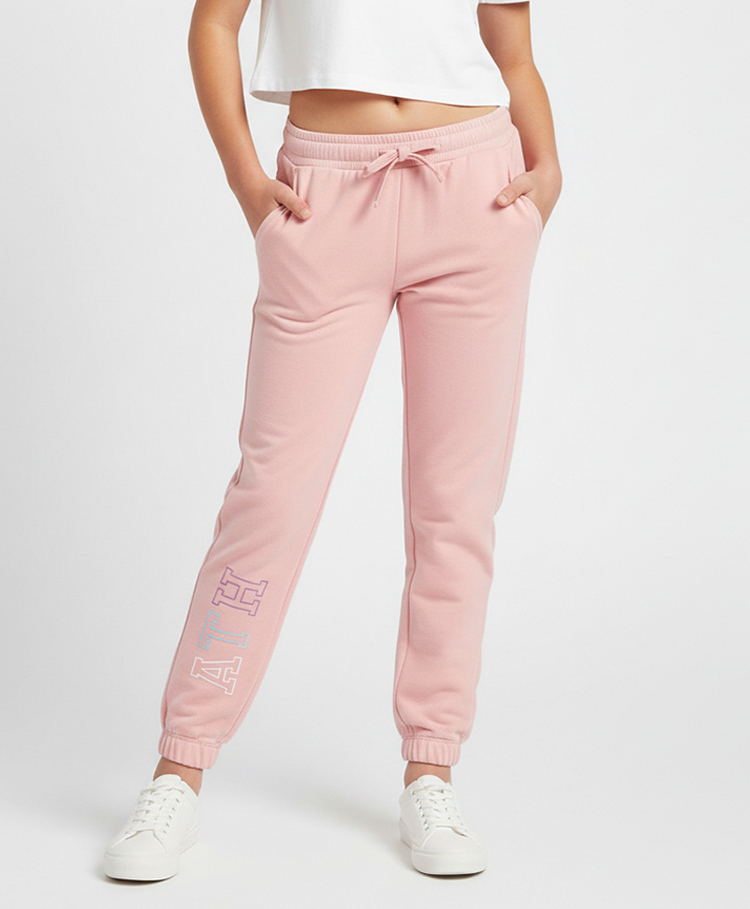 ALAN JONES Premium Cotton Knit Text Printed Sweatpant - Pink-picture-19