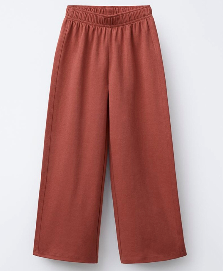 ALAN JONES Cotton Blend Knit Solid Wide Legged Pants - Brick-picture-26