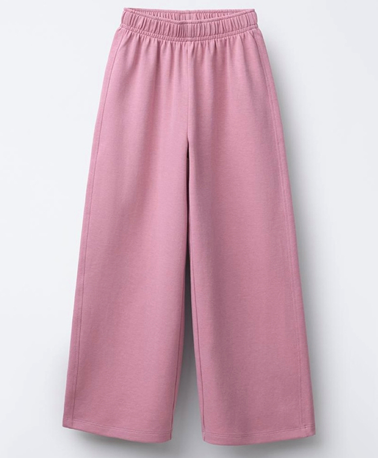 ALAN JONES Cotton Blend Knit Solid Wide Legged Pants - Pink-picture-16