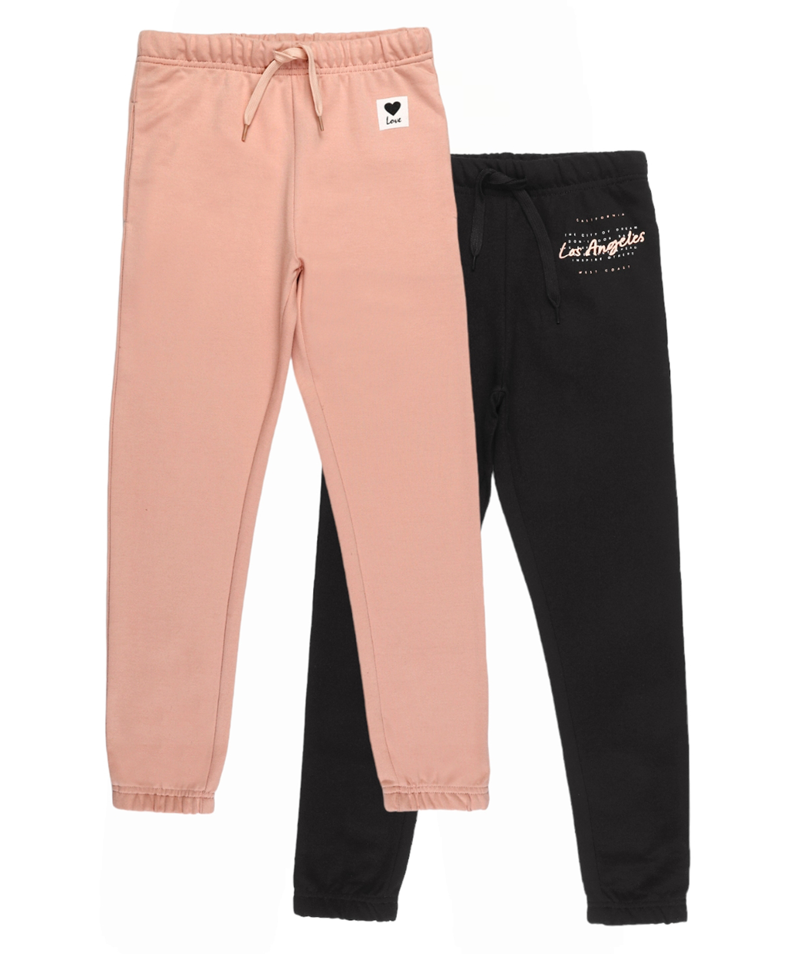 ALAN JONES Cotton Blend Knit Pack Of 2 Typography Printed Joggers - Skin & Black-picture-24