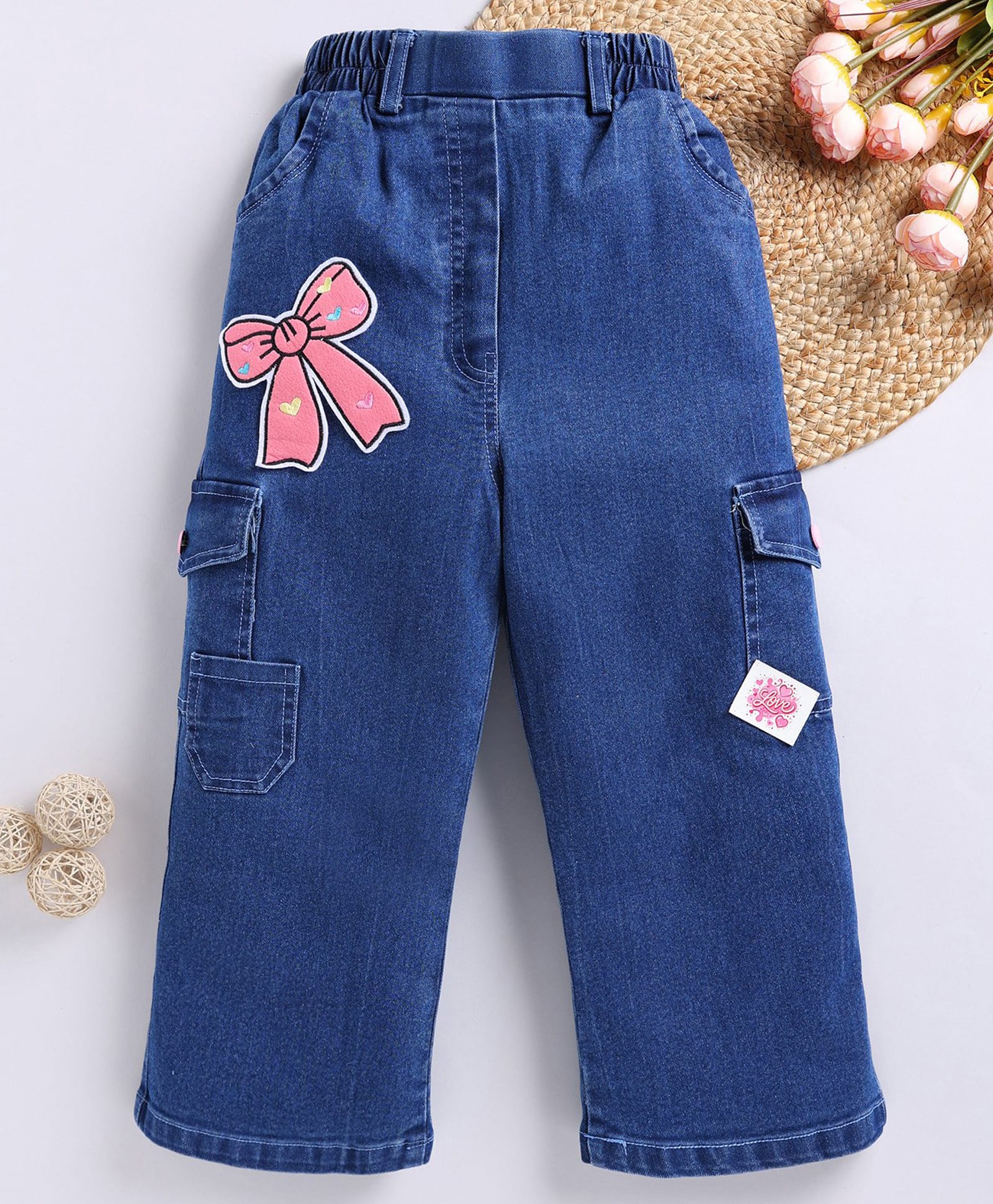 TOONYPORT Denim Woven Bow Patch Detailed Jeans - Blue-picture-36