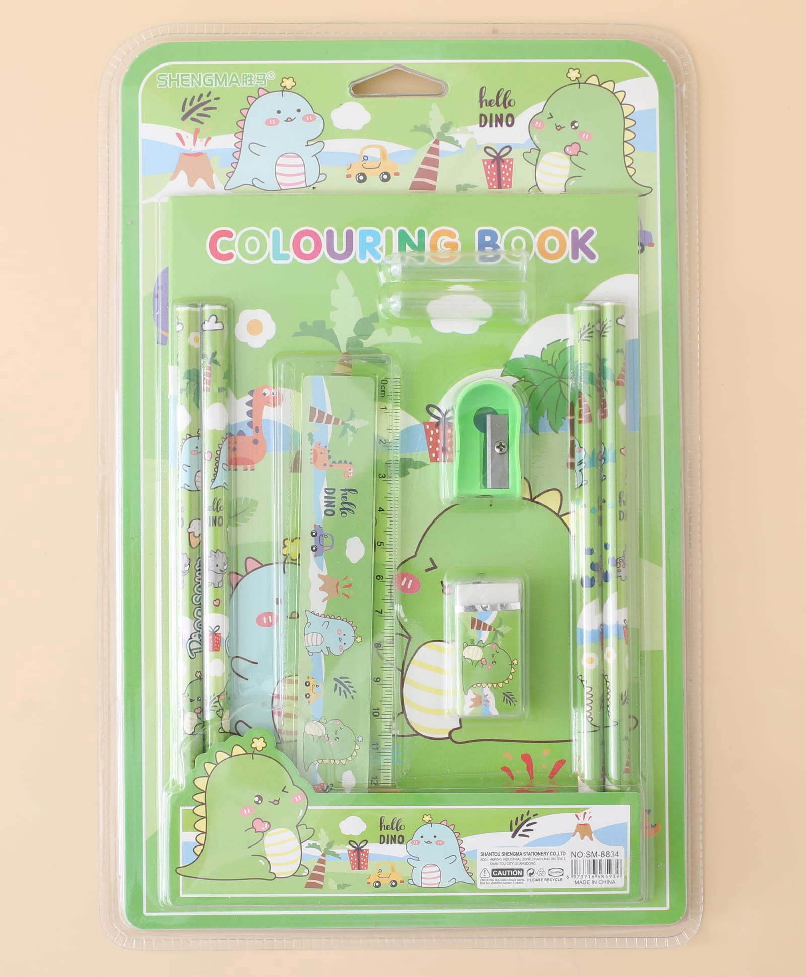 fab n funky Dinosaur Kids Writing & Stationery Set - Green| Learning Kit with Writing Board, Spiral Notepad, 2 Pencils, Marker, Ruler, Eraser & Sharpener | School & Practice Use for Boys & Girls-picture-30