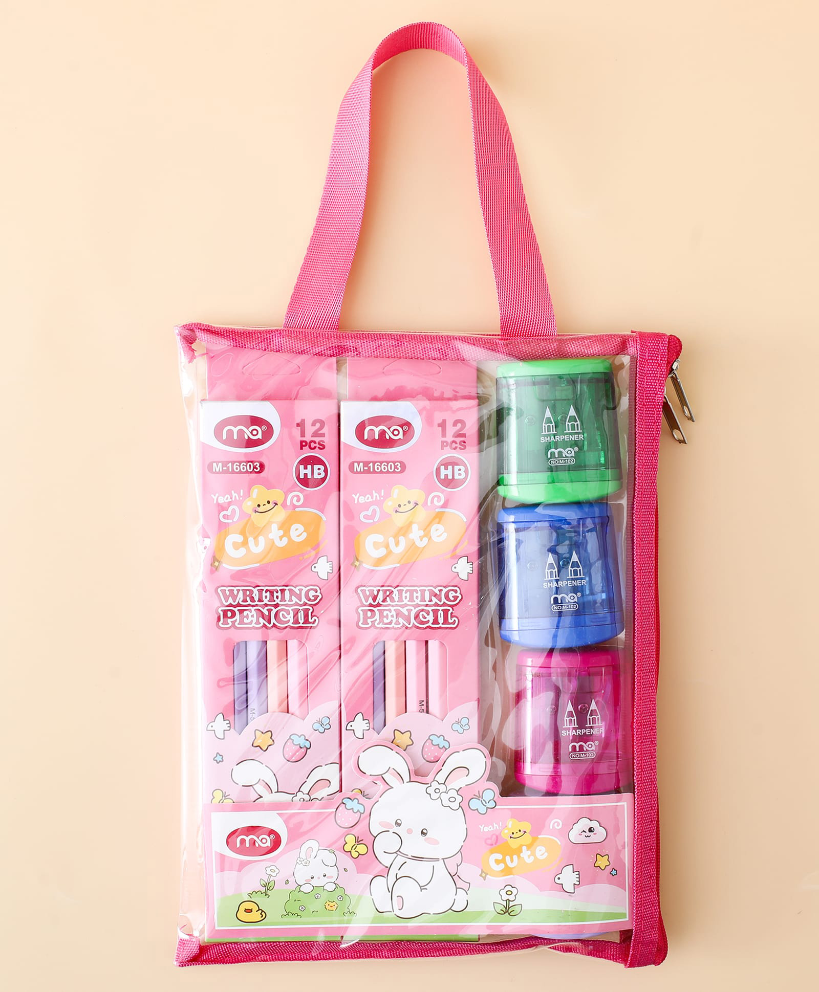Kids Stationery Kit with Carry Pouch - Pink| 24 HB Writing Pencils with 4 Sharpeners | School Pencil Pack for Boys & Girls | HB Pencils for School & Homework-image-25
