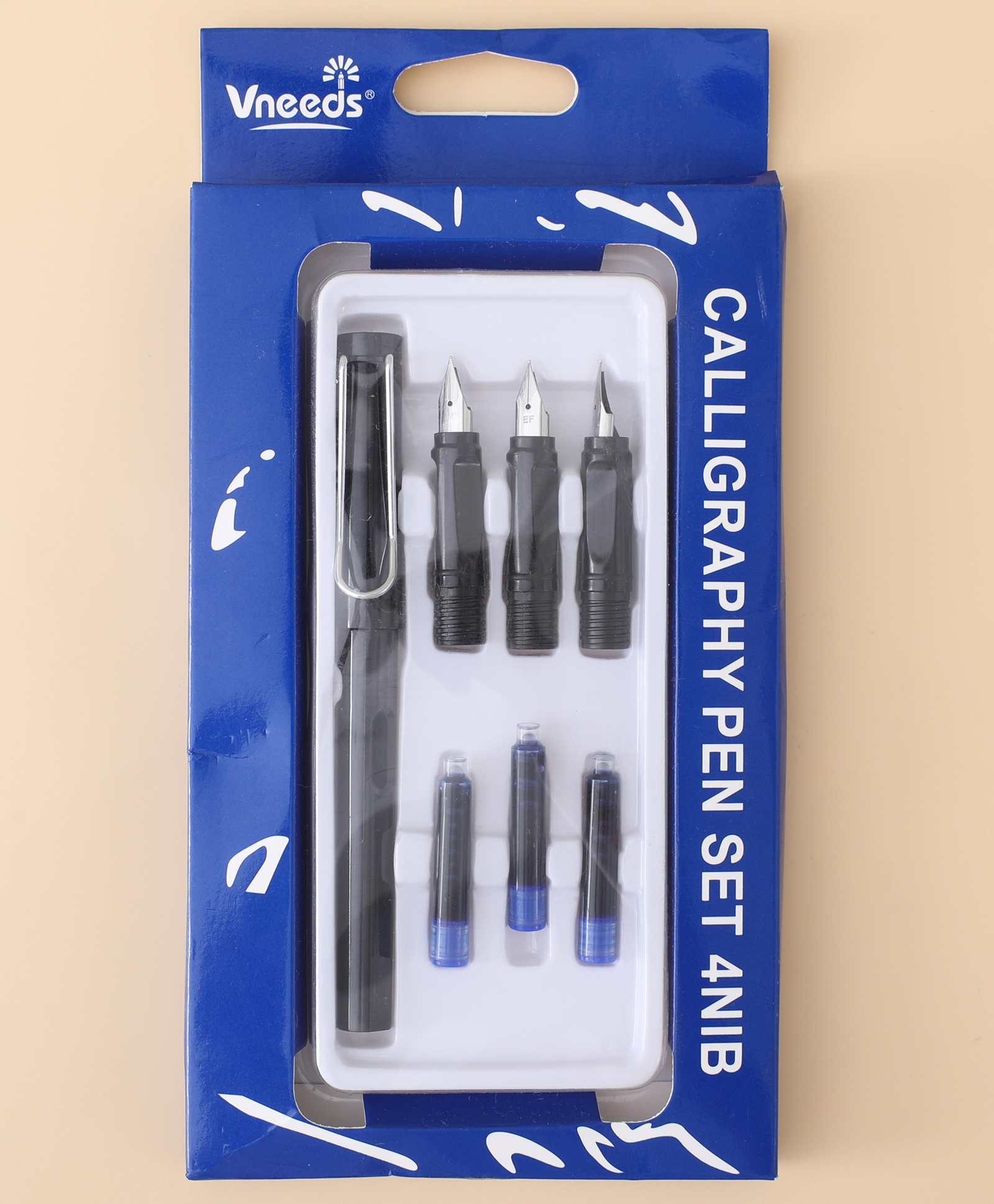 fab n funky Calligraphy Pen Set with 4 Interchangeable Nibs & 3 Ink Cartridges Black| Smooth Writing Calligraphy & Art Pen-picture-28