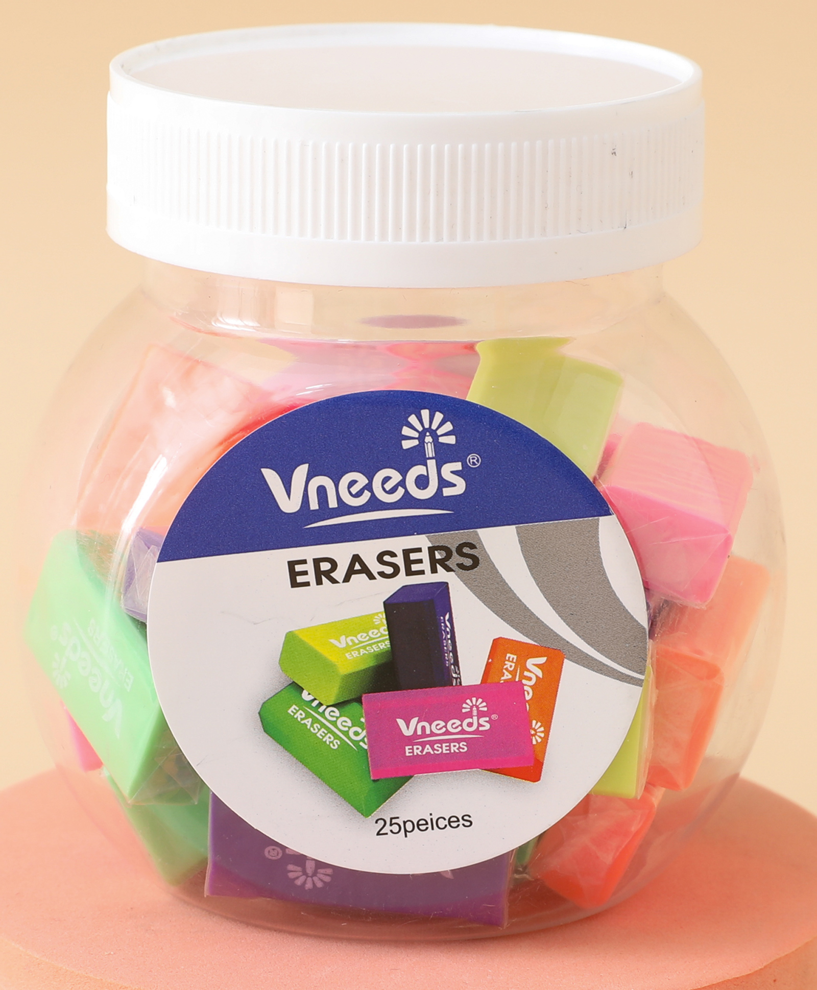 Soft Erasers Pack of 25 with Jar - Multicolor| Dust-Free Pencil Erasers for School, Office, Exams & Art Use-image-38