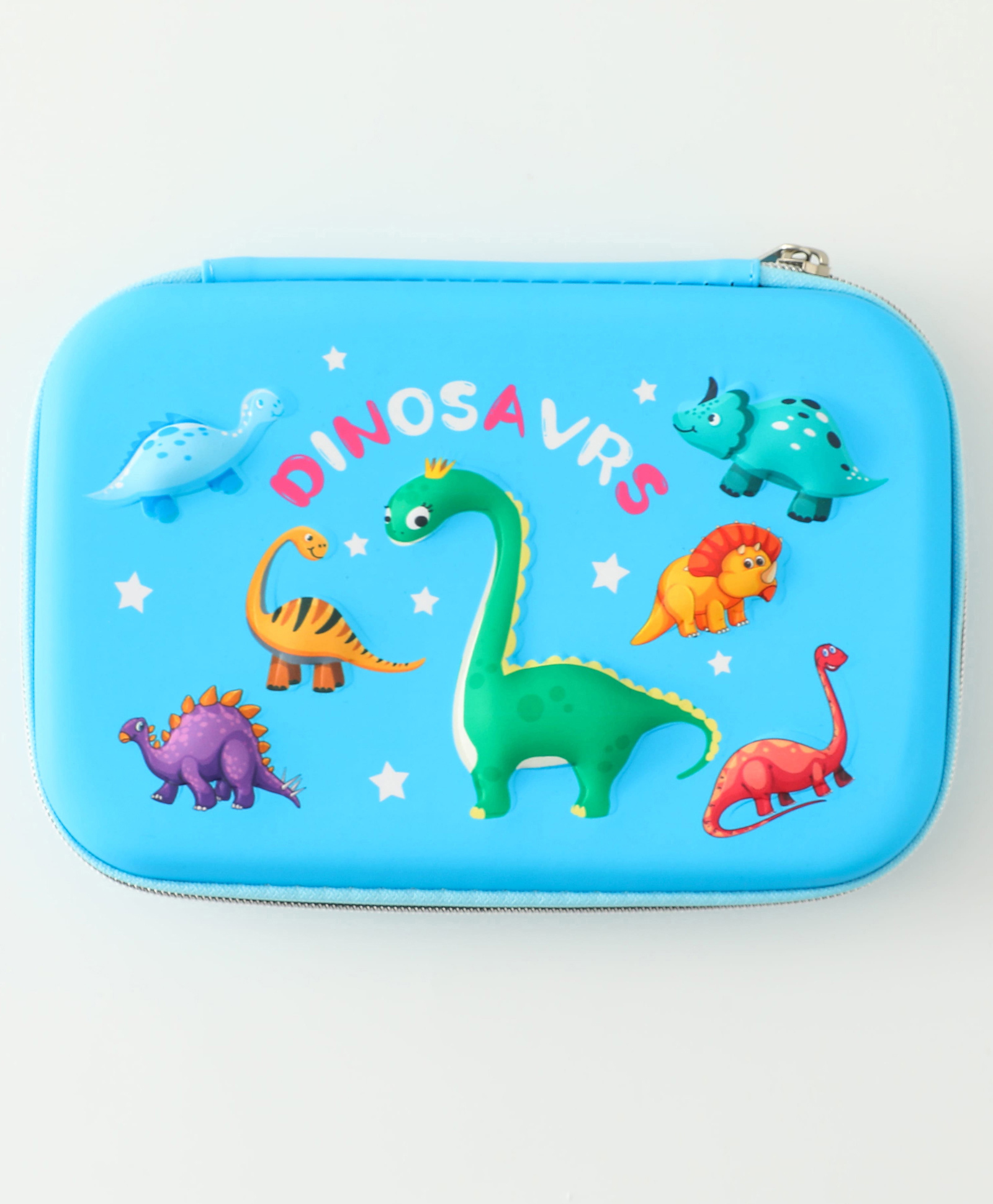 Dinosaur Hard Top Pencil Case for Kids - Blue| Large Capacity EVA Pencil Pouch| Mesh Pockets & Elastic Holders | Durable Zip Closure| Study Organizer for School Boys & Girls-image-32