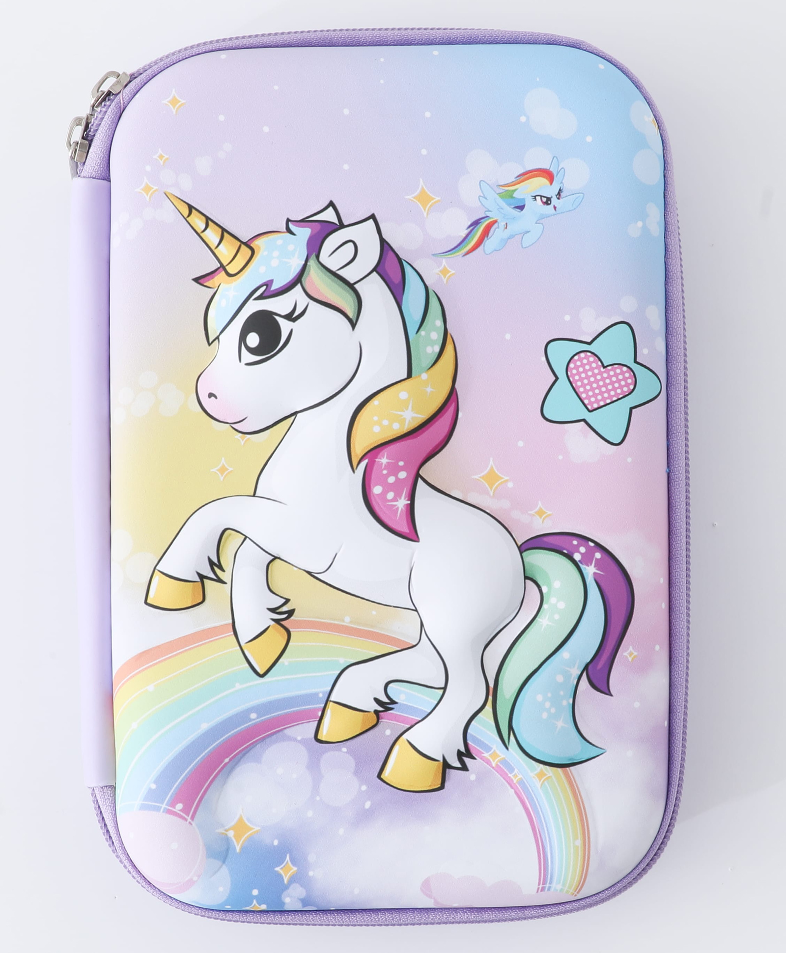 Unicorn Them Hard Shell Pencil Case with Zipper Closure - Purple-image-40