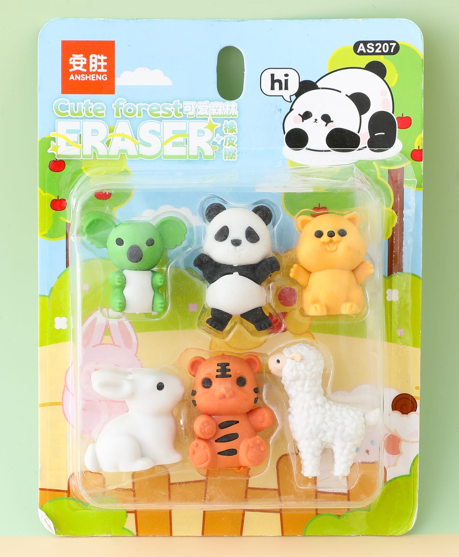 fab n funky Forest Friends Erasers-6pcs - Multicolor| Koala, Panda, Bear, Rabbit, Tiger, Llama Design| Smudge-Free Erasing| Easy Grip| Perfect for School & Gifting-picture-27