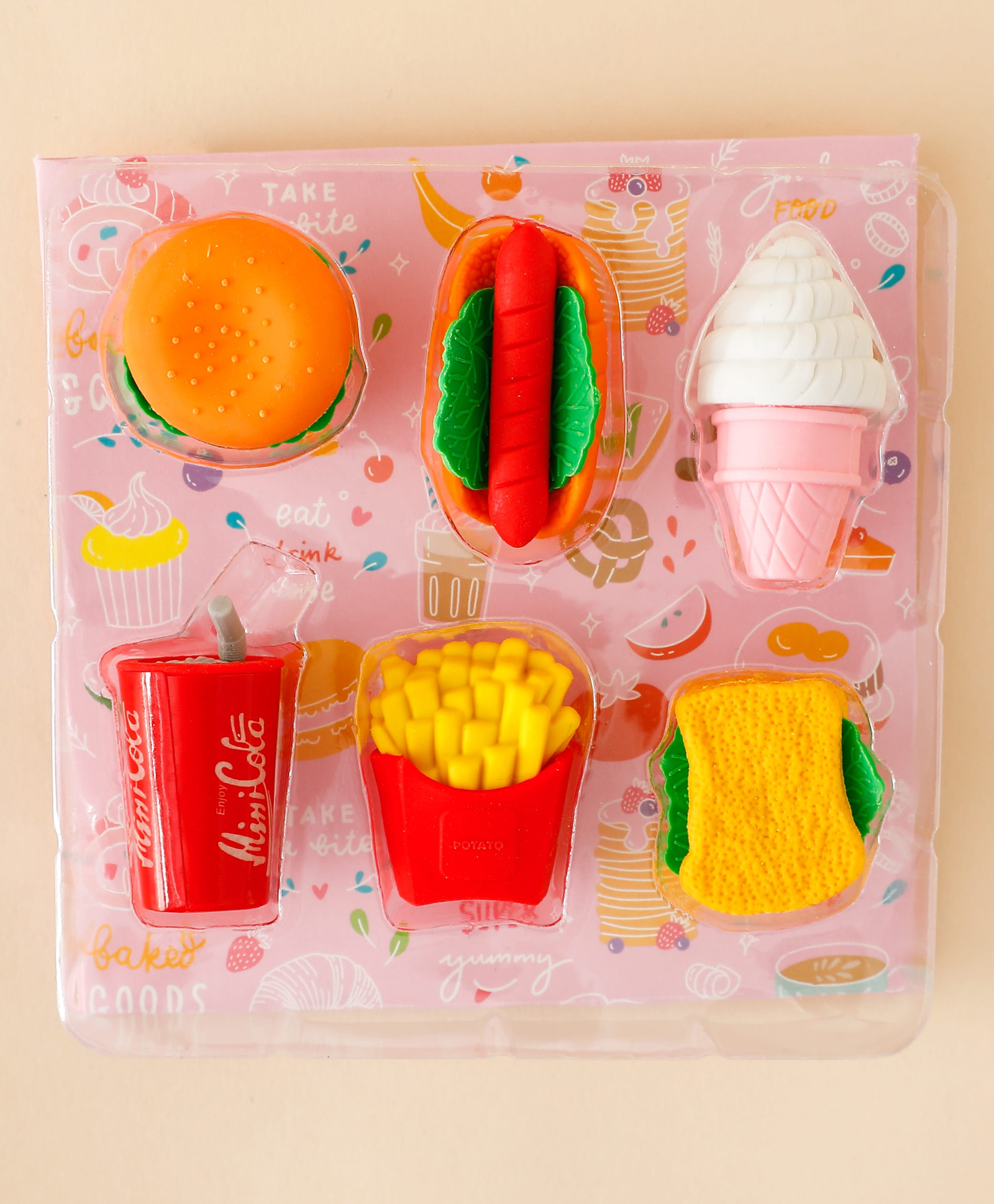 Foodie Eraser Set- 6pcs| Smudge Free Erasing| Easy Grip| Detachable| Perfect for school & Gifting for Boys & Girls-image-49