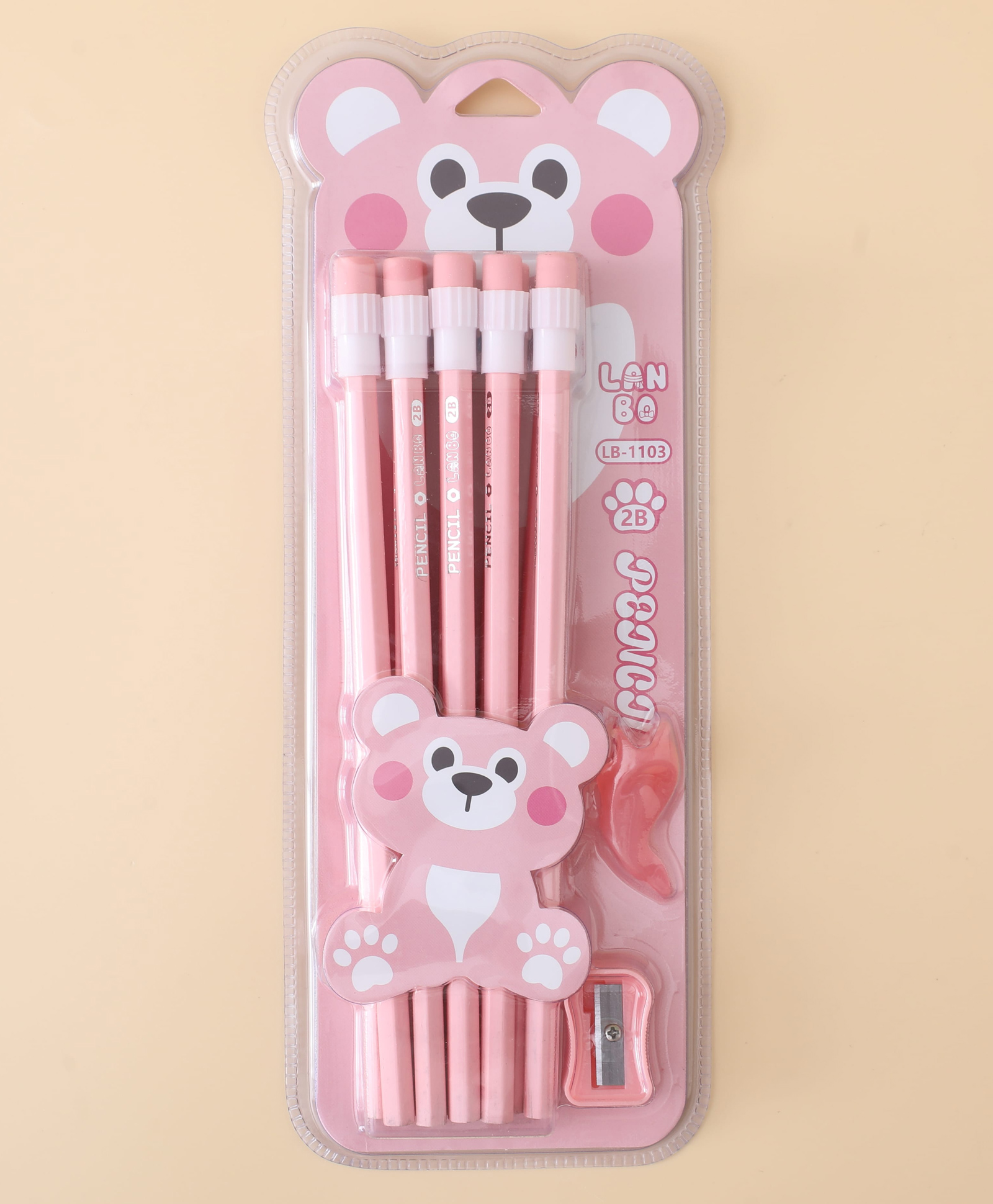 Buddy Bear Pencil Set -10pcs - Pink| 1 Sharpener, 1 Pencil Grip| Fun Packaging| Perfect for School & Gifting for Boys & Girls-image-39
