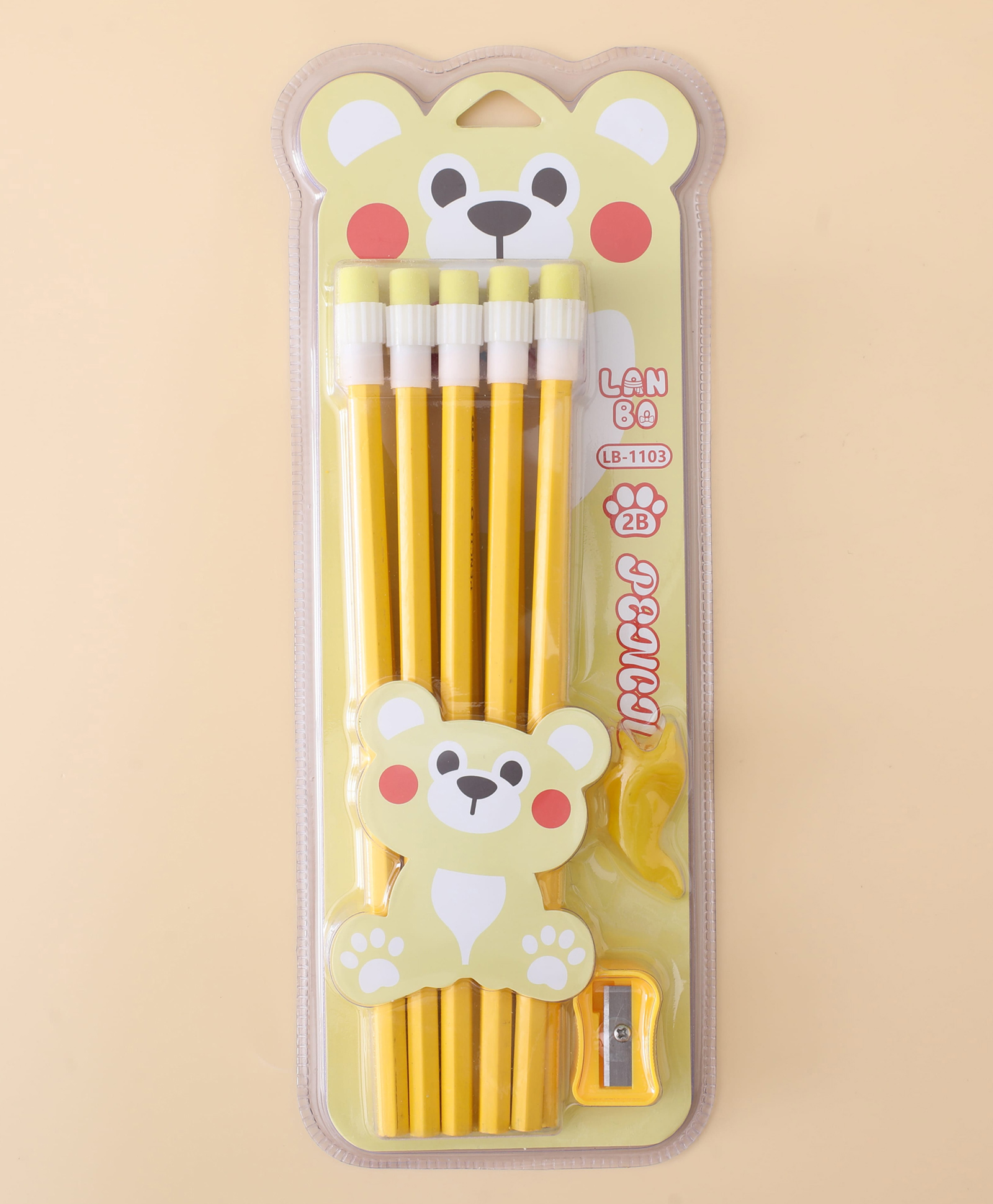 Buddy Bear Pencil Set -10pcs - Yellow| 1 Sharpener, 1 Pencil Grip| Fun Packaging| Perfect for School & Gifting for Boys & Girls-image-40